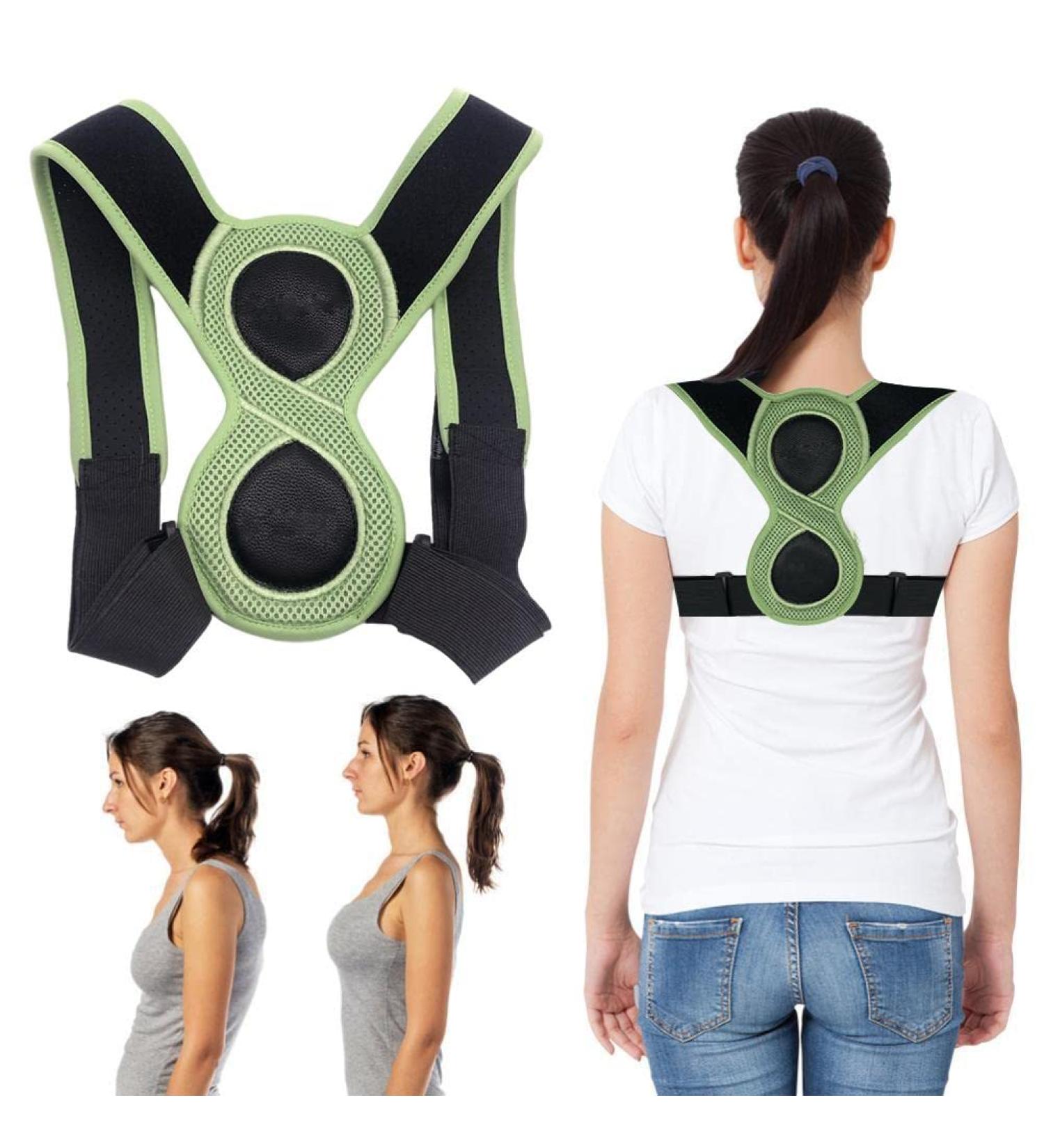 Buy POCREATION 8 Shaped Back Brace - Adjustable Posture Corrector for Adults | Hemp Fiber Support for Neck & Lower Back Relief - Black - Buy Online on GoSupps.com