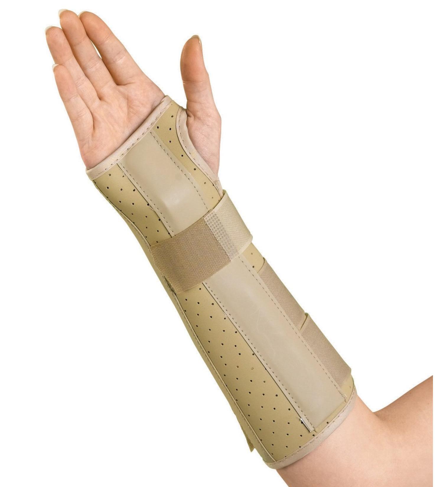 Medline Vinyl Wrist and Forearm Splints 10 Inch Right Size Small Flannel-Lined Perforated Circumferential Strap 1 Each