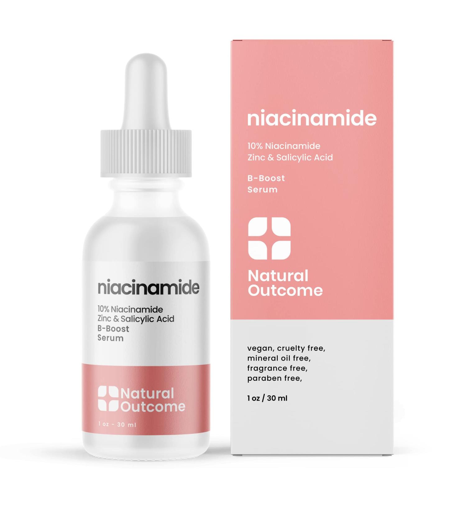 Niacinamide Serum for Face | B-Boost 10% Niacinamide + 2% Zinc | Acne Treatment & Pore Reducer | Natural Outcome Skin Care - Buy Online on GoSupps.com