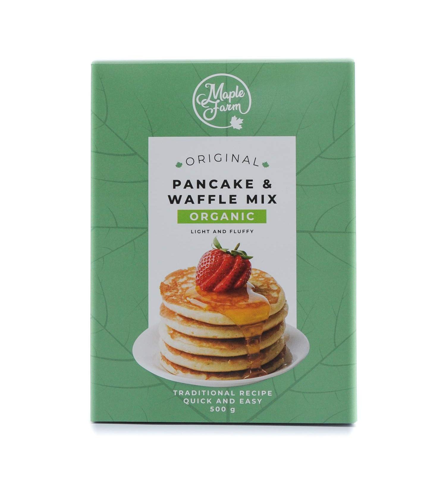 MapleFarm Organic Pancake & Waffle Mix - 500g | Original Organic Mix for Fluffy Pancakes & Waffles - Buy Online on GoSupps.com