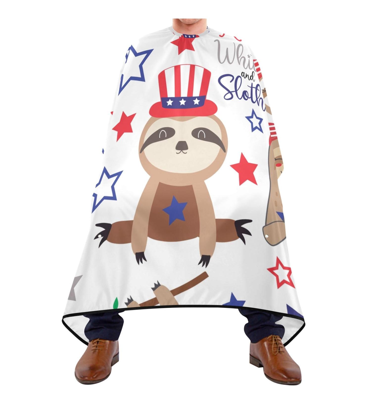 Waterproof Barber Cape - Patriotic Sloth & Cheetah Haircut Bib for Men & Women | Unisex Hair Cutting Cape - International Shipping Available - Buy Online on GoSupps.com