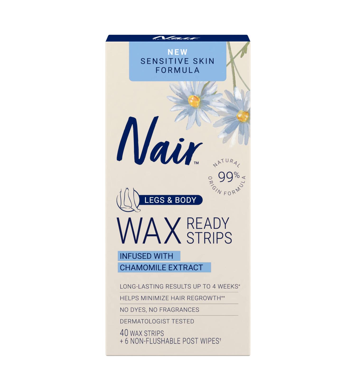 Nair Sensitive Ready Wax Strips 40 ct - Legs & Body | Fast & Easy Hair Removal - Buy Online on GoSupps.com