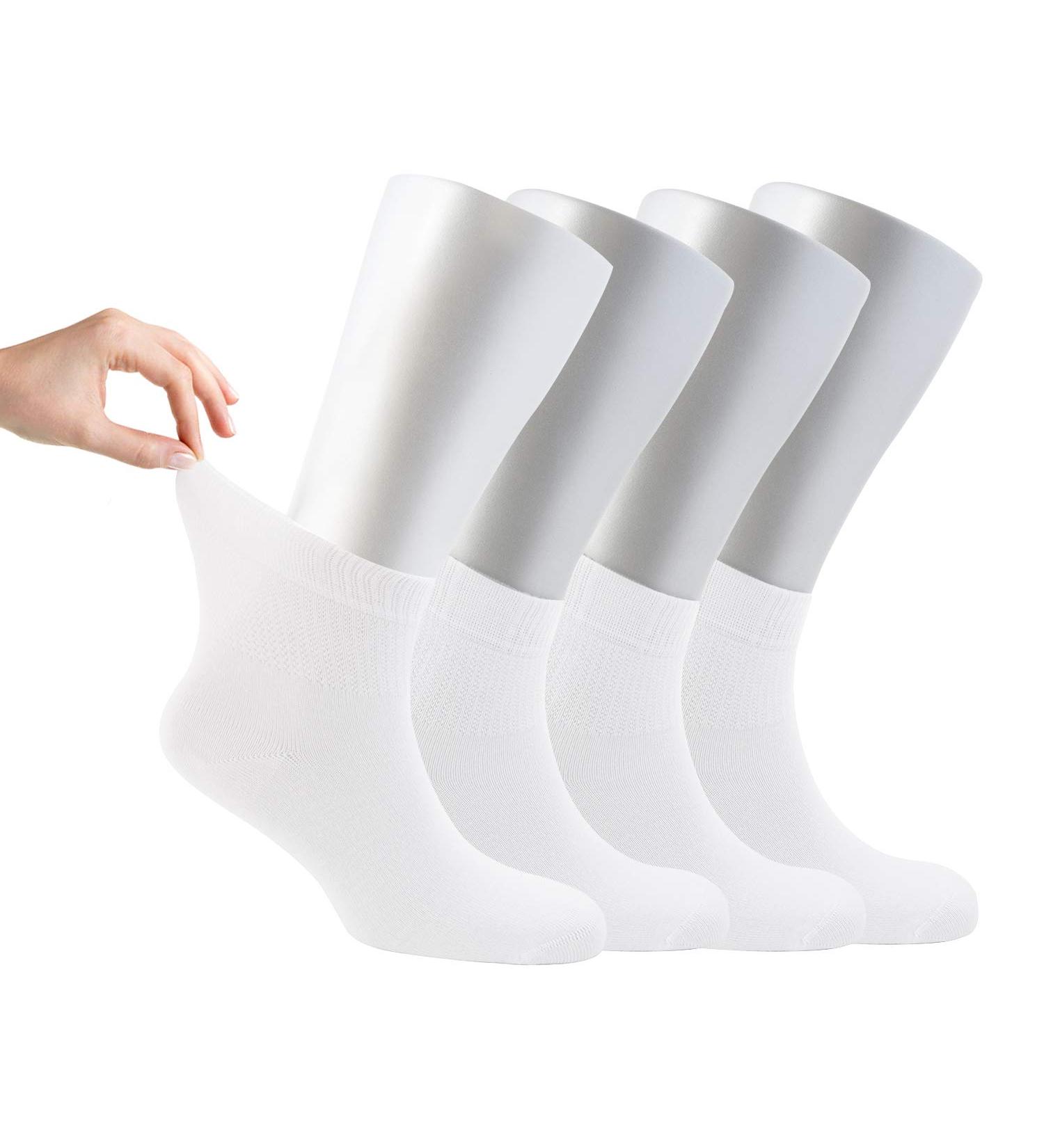 Cozyfeel Women's Loose Diabetic Ankle Socks - 4 Pairs Bamboo Neuropathy Socks (White) - Buy Online on GoSupps.com