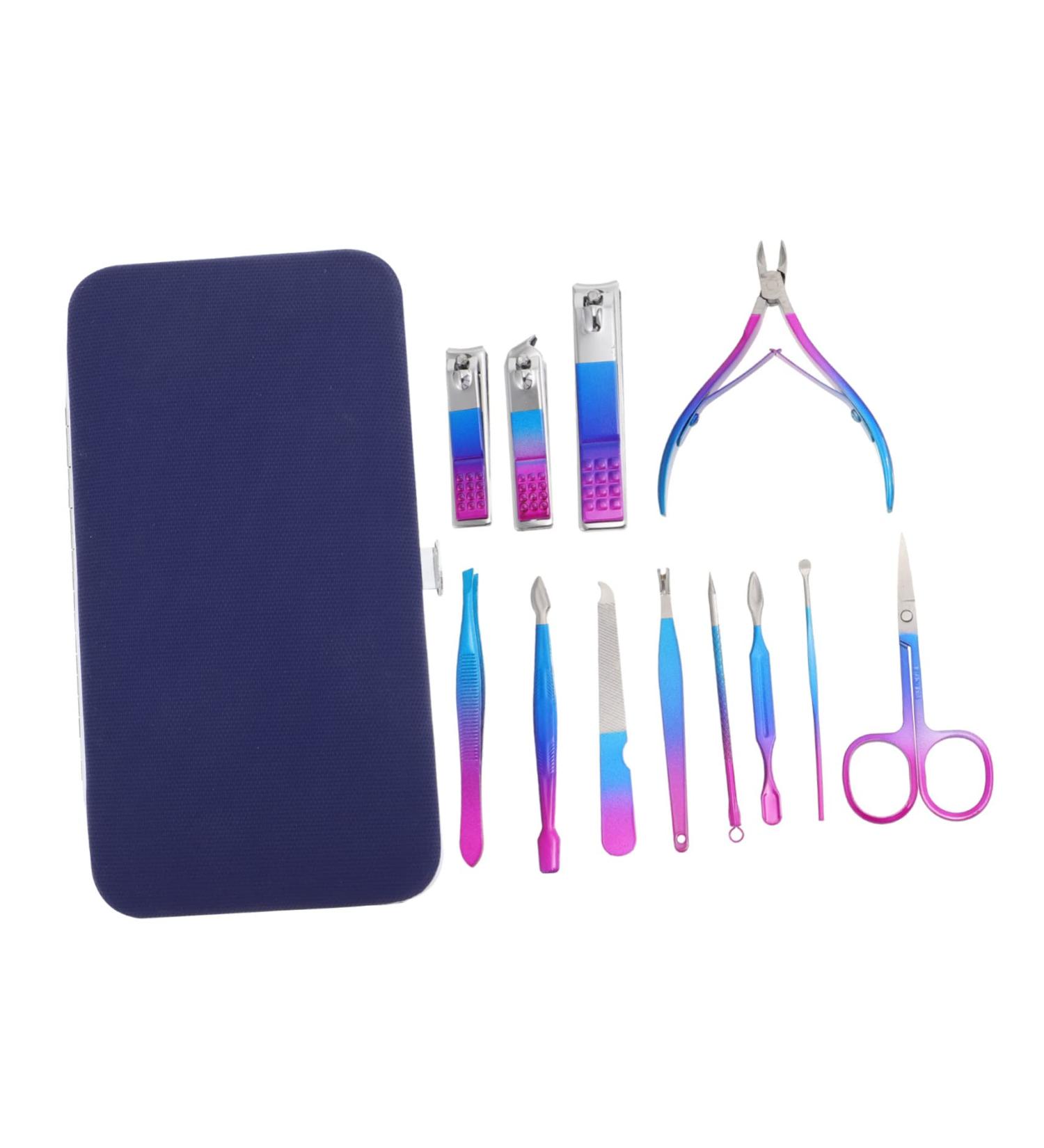 Housoutil 1 Set Nail Set Flat Wisking Tool Nursing Nails Kits Manicure Kit Pedicure Kit Dead Skin Pliers Manicure Polishing Tools Fingernail Pu Leather Olecranon Stainless Steel - Buy Online on GoSupps.com