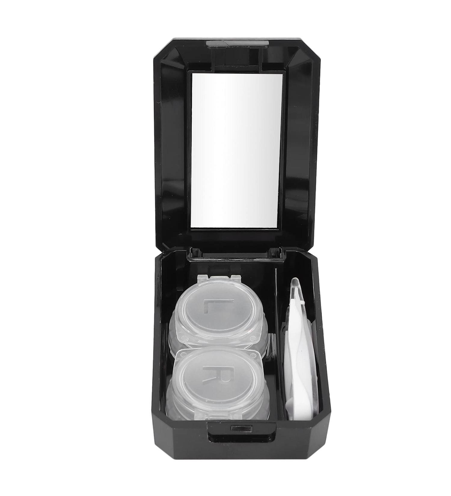 DEWIN Black Contact Lens Box - Storage Container with Tweezers for Easy Lens Removal | International Shipping Available - Buy Online on GoSupps.com
