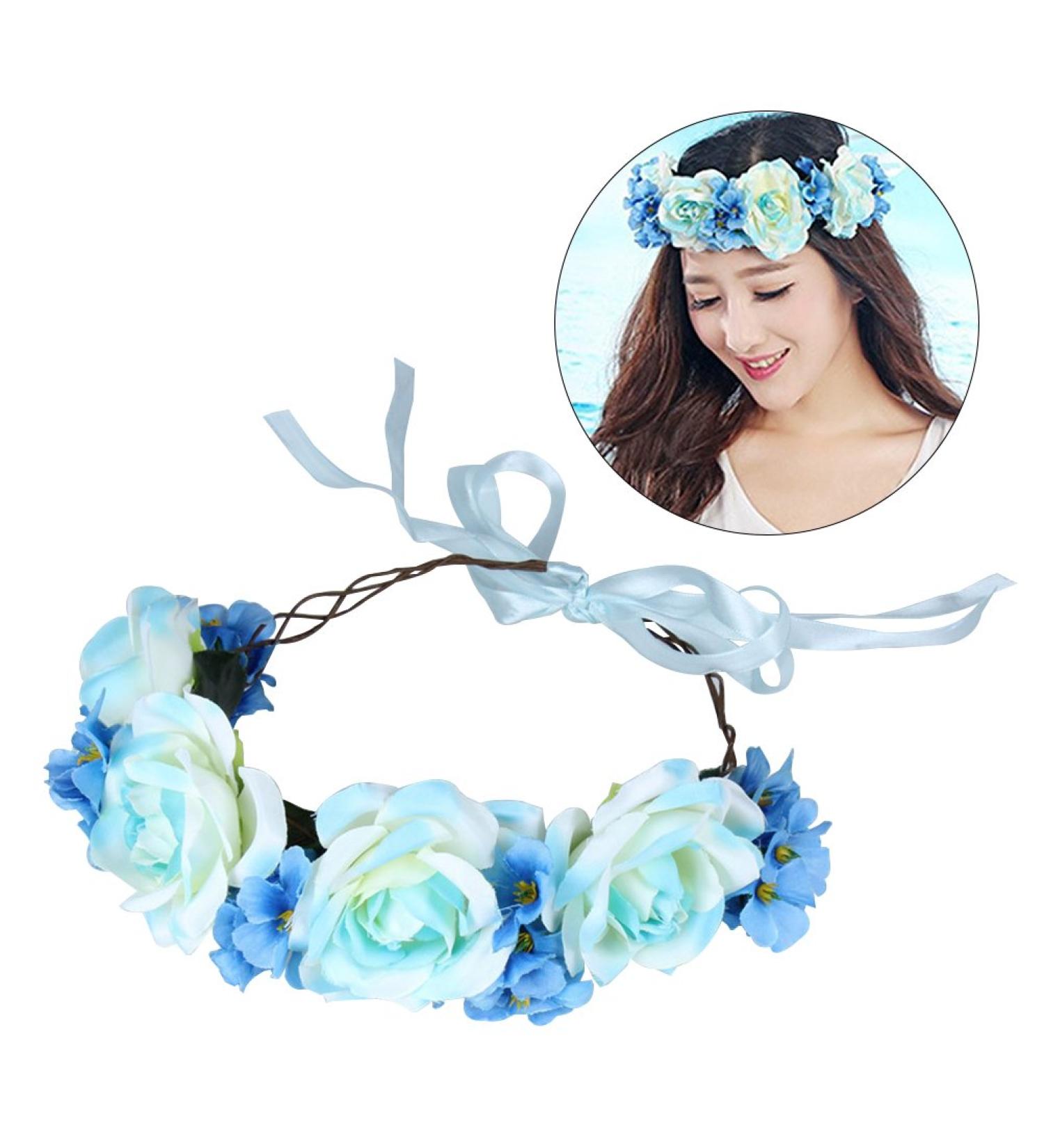 Artificial Hair Bands - Blue Simulation Rose Headband for Party & Wedding Accessories (1 Piece) - Buy Online on GoSupps.com