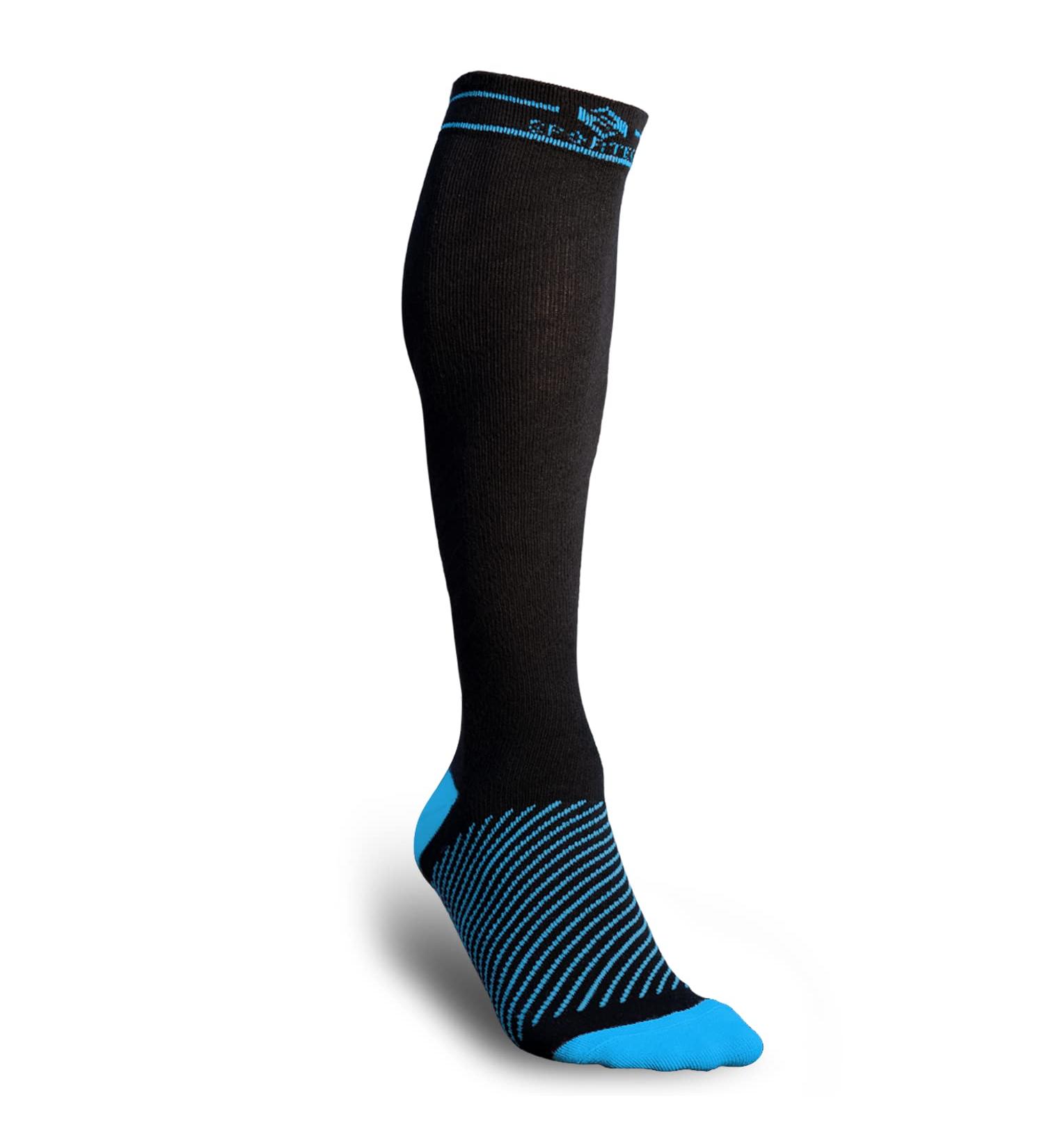 Sportecx Premium Compression Stockings for Men & Women | Cotton Support Socks for Sports Travel & Pregnancy | Black & Blue S-M - Buy Online on GoSupps.com