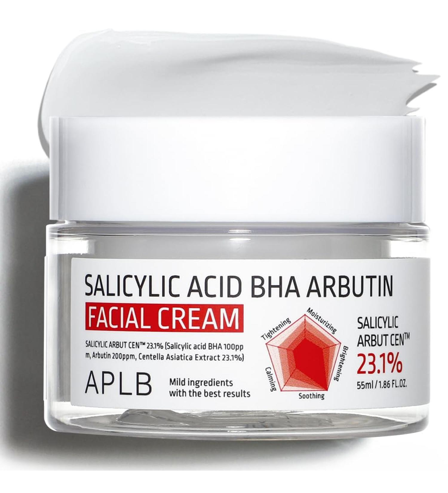 APLB Salicylic Acid BHA Arbutin Facial Cream | 23.1% for Acne Pore Care & Skin Texture | Korean Skincare Deep Hydration Revitalizing Formula 1.86 FL.OZ - Buy Online on GoSupps.com