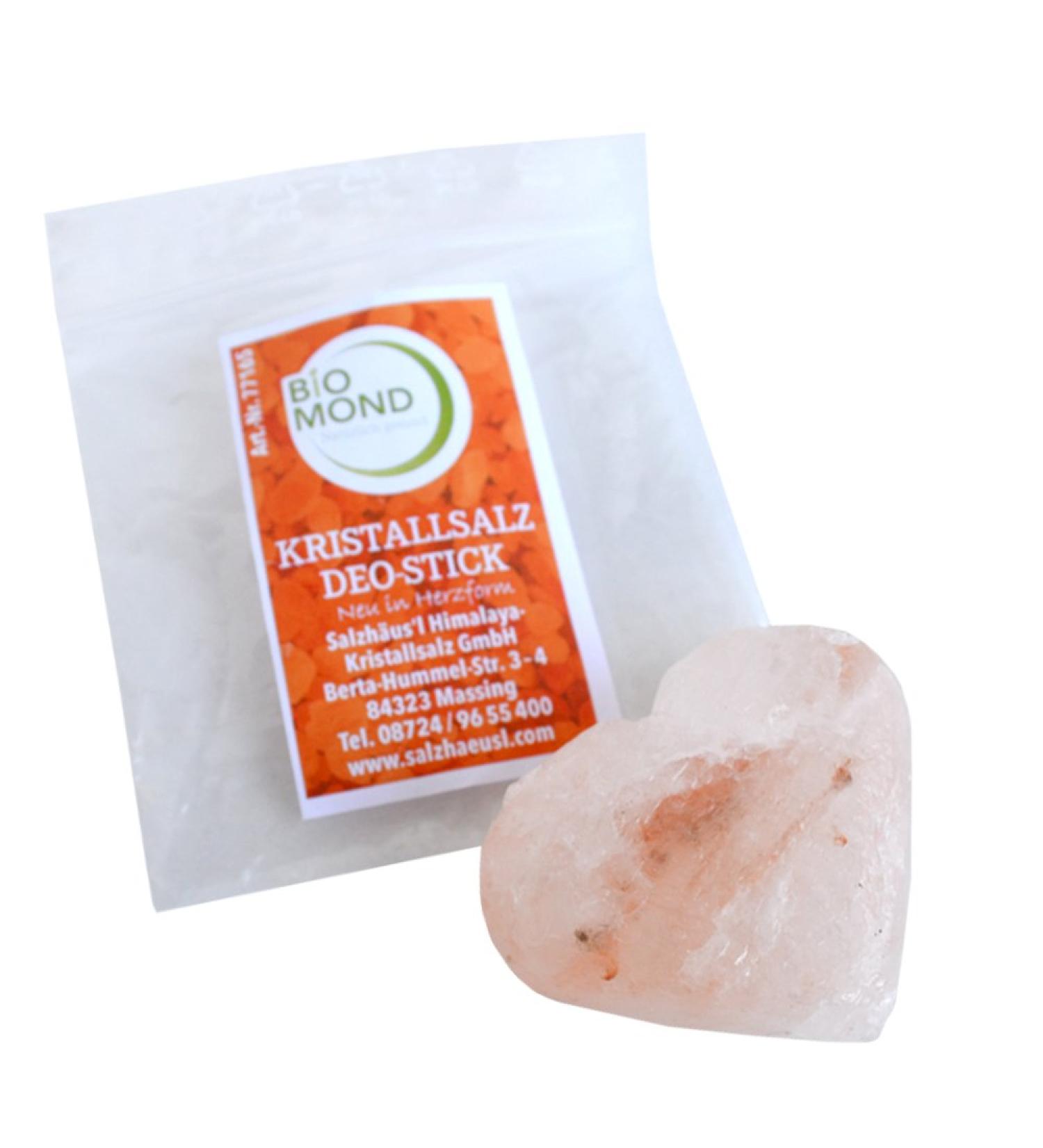 Crystal salt DEO in heart shape/salt deodorant stone/deodorant stick/sauna salt peeling/salt stone/Pakistan (southern Himalaya) / without aluminum