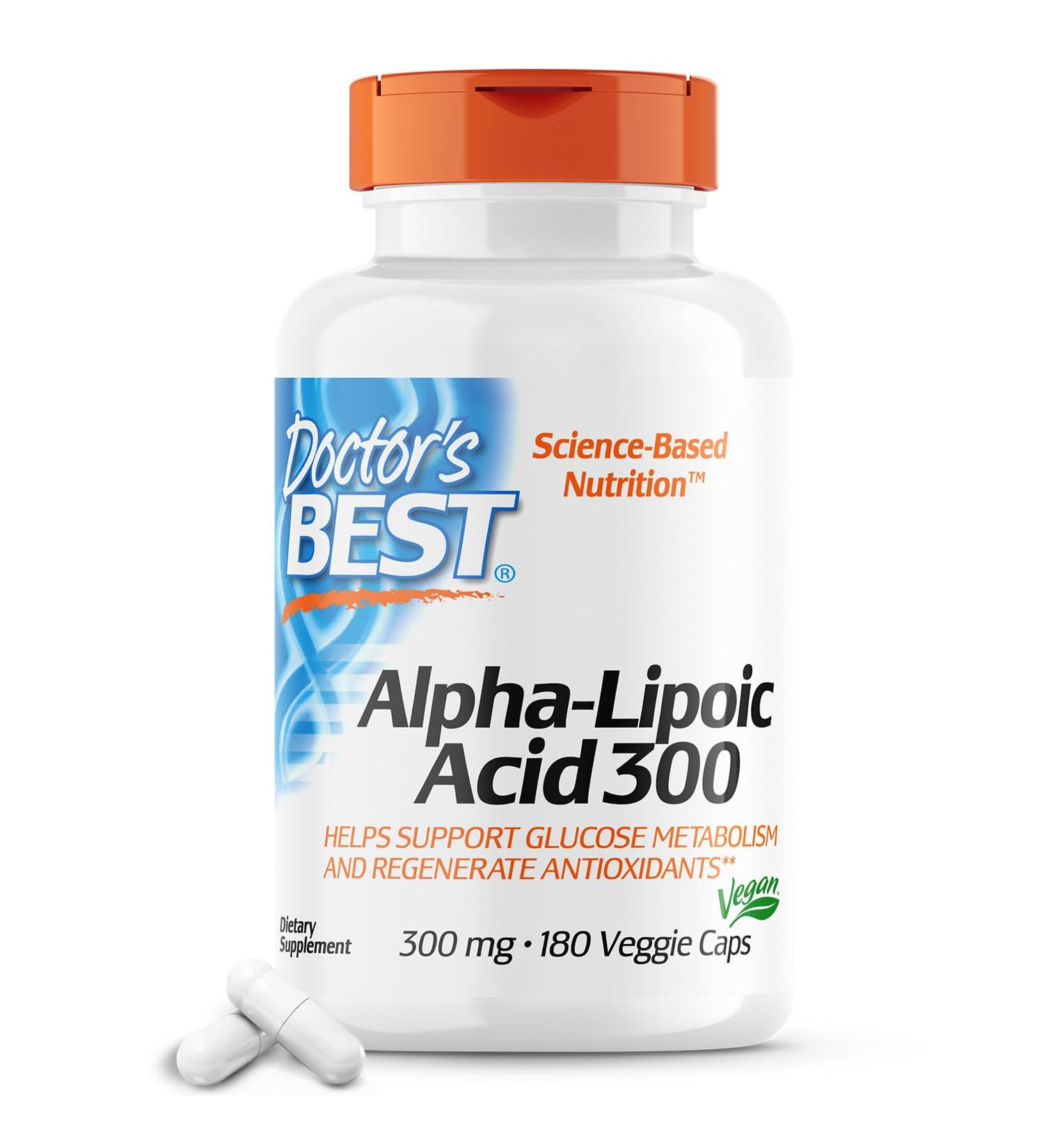 Buy Doctor's Best Alpha-Lipoic Acid 300mg - Supports Glucose Metabolism & Energy Production - Non-GMO Gluten Free Vegan - 180 Count - Buy Online on GoSupps.com
