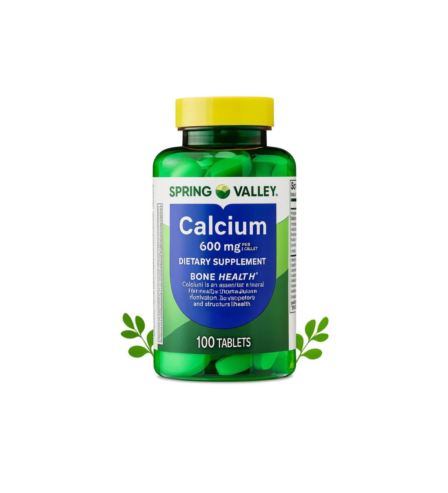 Spring Valley Calcium 600 mg Tablets 100 Count Bone Health Dietary Supplement Tablets