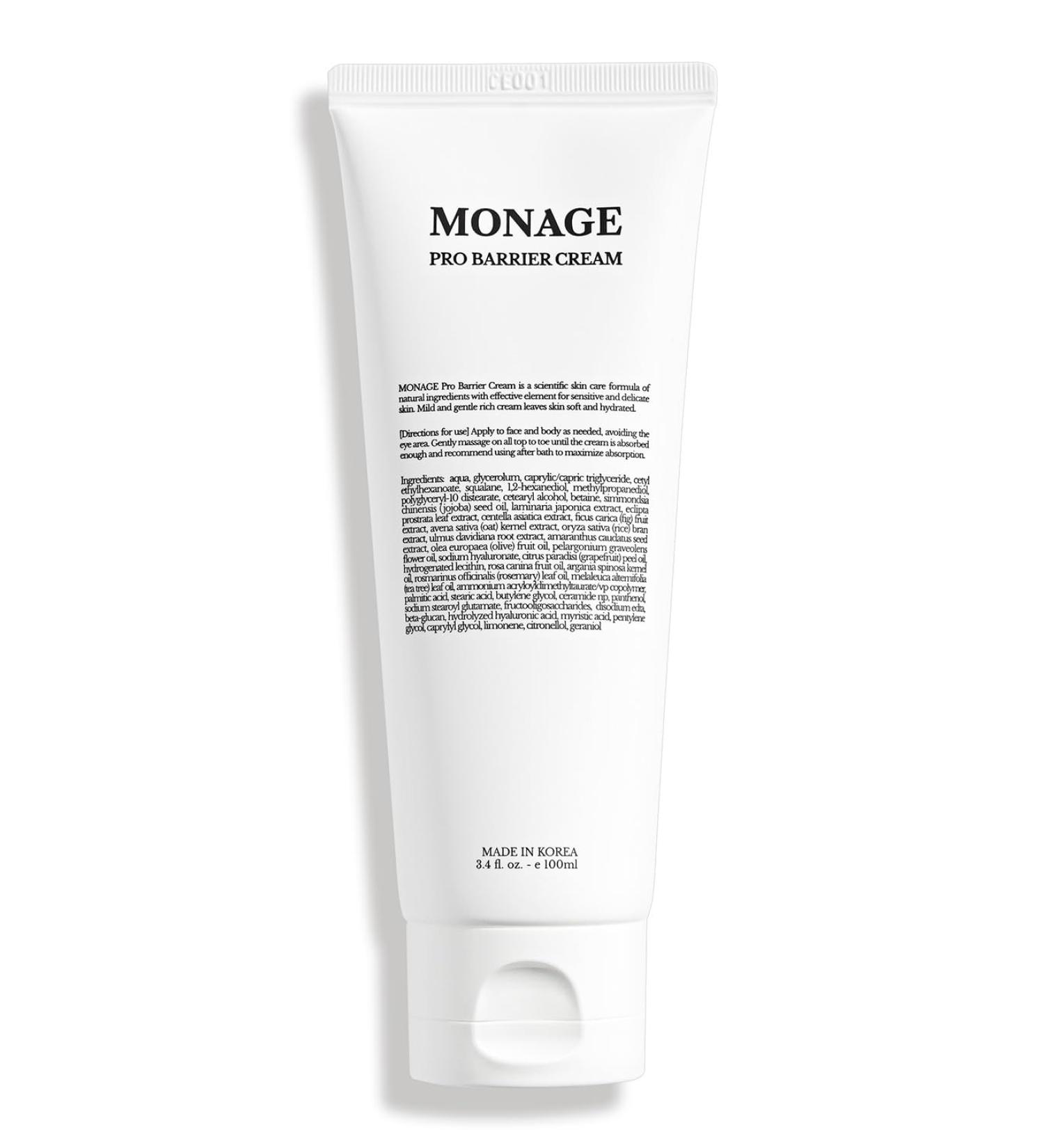 MONAGE Pro Barrier Cream Korean Moisturizer Face Cream - Vegan Hydration Boost Gentle Formula Soothing for Extremely Dry Skin Nourishing 3.4 fl oz (100ml) - Buy Online on GoSupps.com
