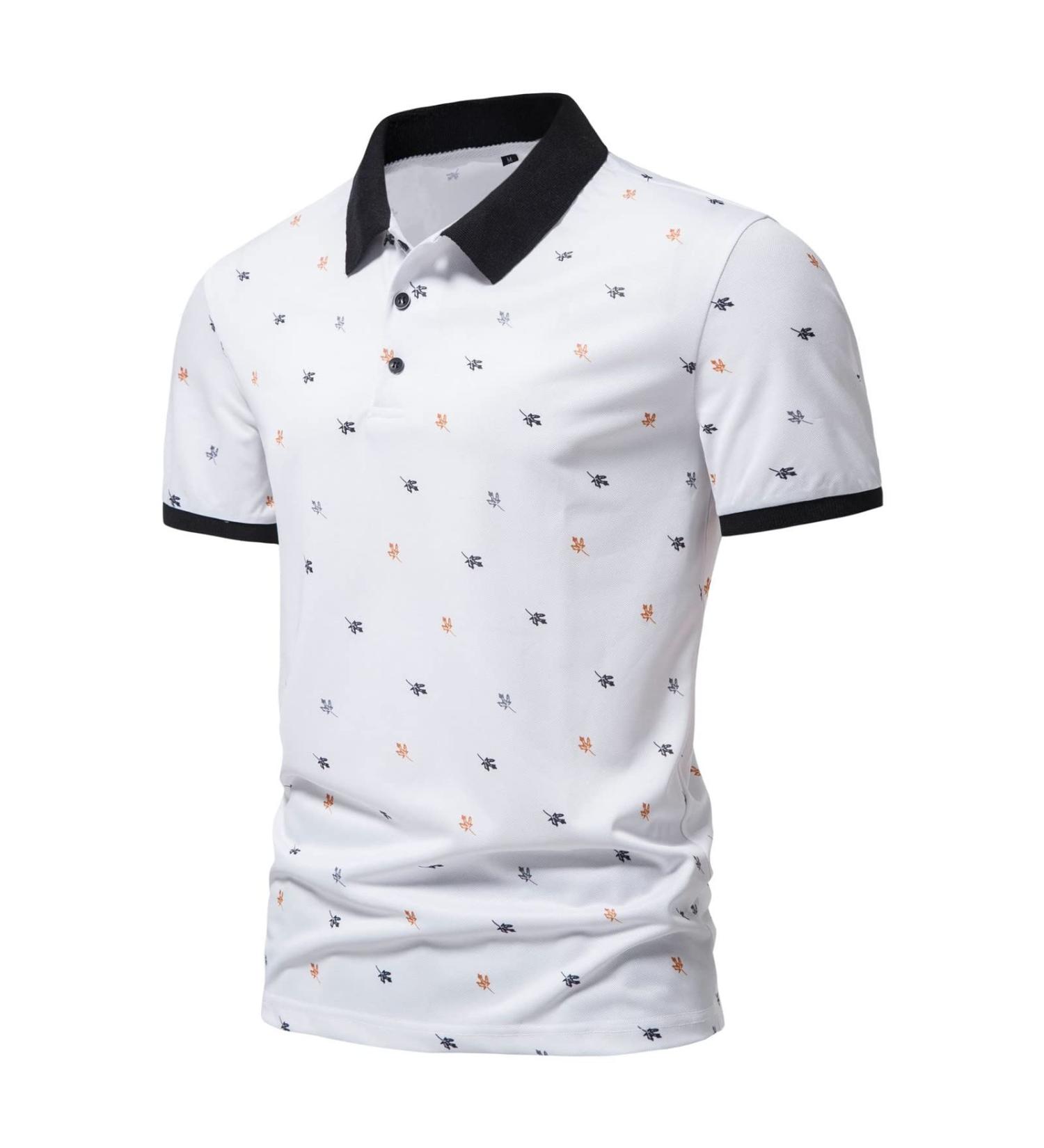 Men's Fashion Spring Summer Casual Short Sleeve Zipper T-Shirt - White Printed Blouse for Every Occasion - Buy Online on GoSupps.com