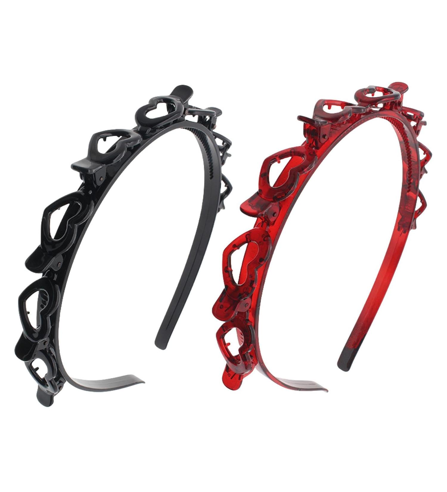 Hairpin Hair Band Fashion Hairstyle Hairpin Non Slip Hairpin Headband Hair Hoop Witn Clips For Outdoor Sports Weddings Daily Wear Red