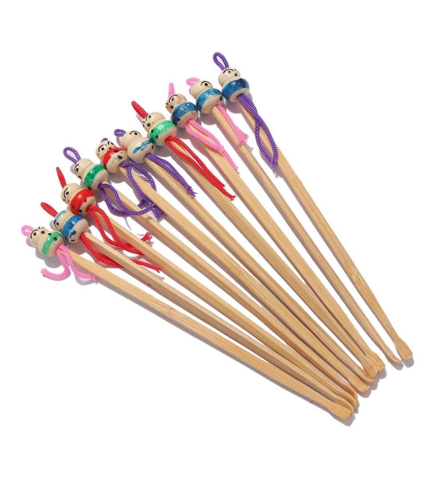 10Pcs Mini Doll Earpicks Wooden Earwax Removal Ear Picks Ear Care Health Care Tool - Buy Online on GoSupps.com
