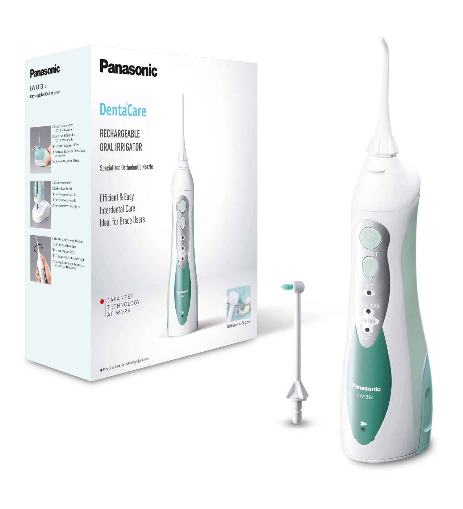 Panasonic Oral Shower EW1313 - Key Features: Charging Station Removable Water Tank Normal & Orthodontic Nozzles - Enhance Oral Care - Buy Online on GoSupps.com