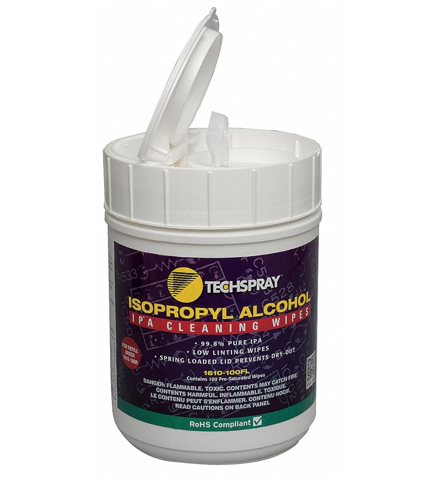TECHSPRAY Cleaning Wipes Flip Top Tub PK100 - pkg. of 100