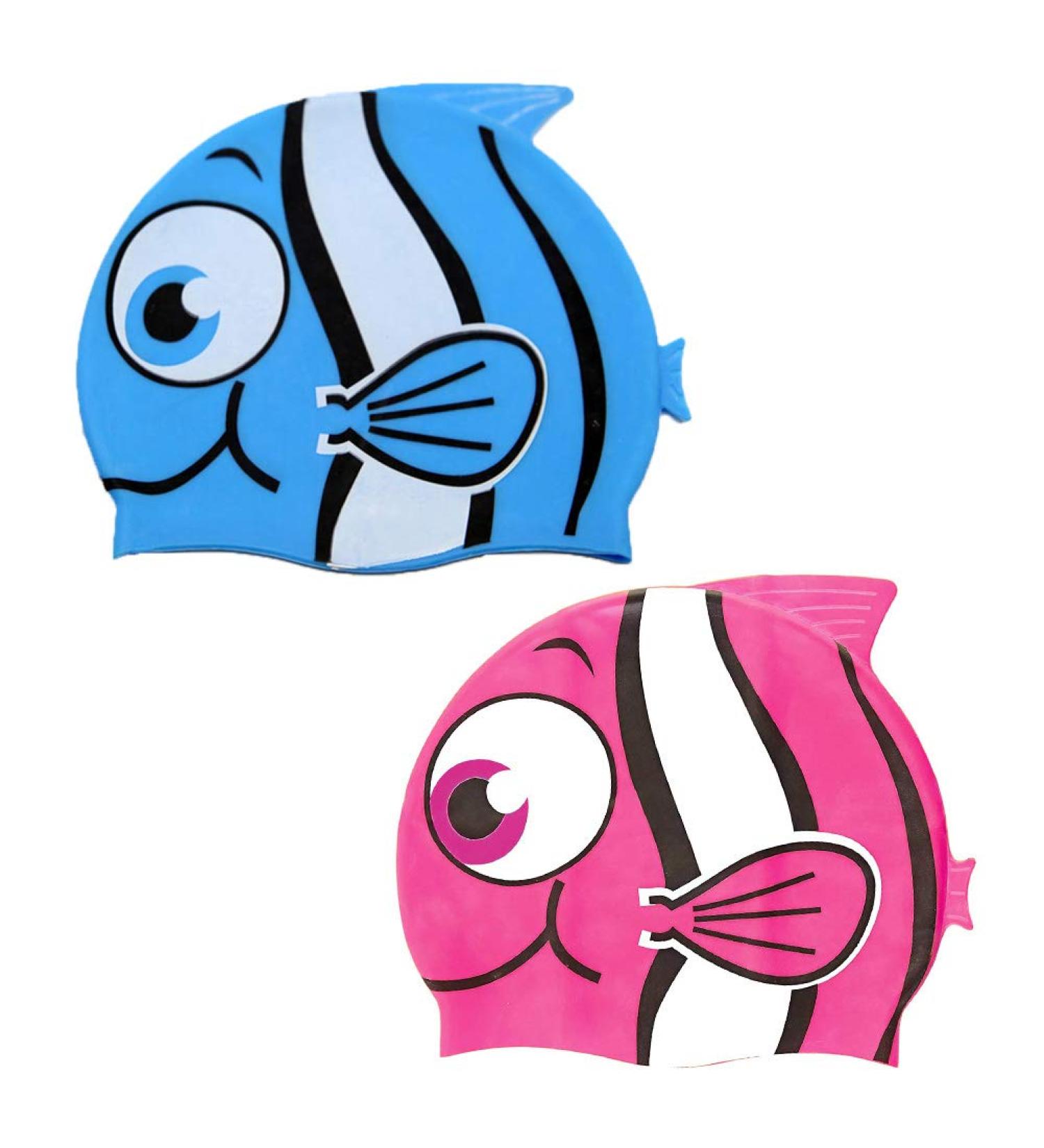 MZSM Kids Swimming Cap - 2pcs Silicone Swim Cap for Children Under 10 Junior Character Design - Buy Online on GoSupps.com