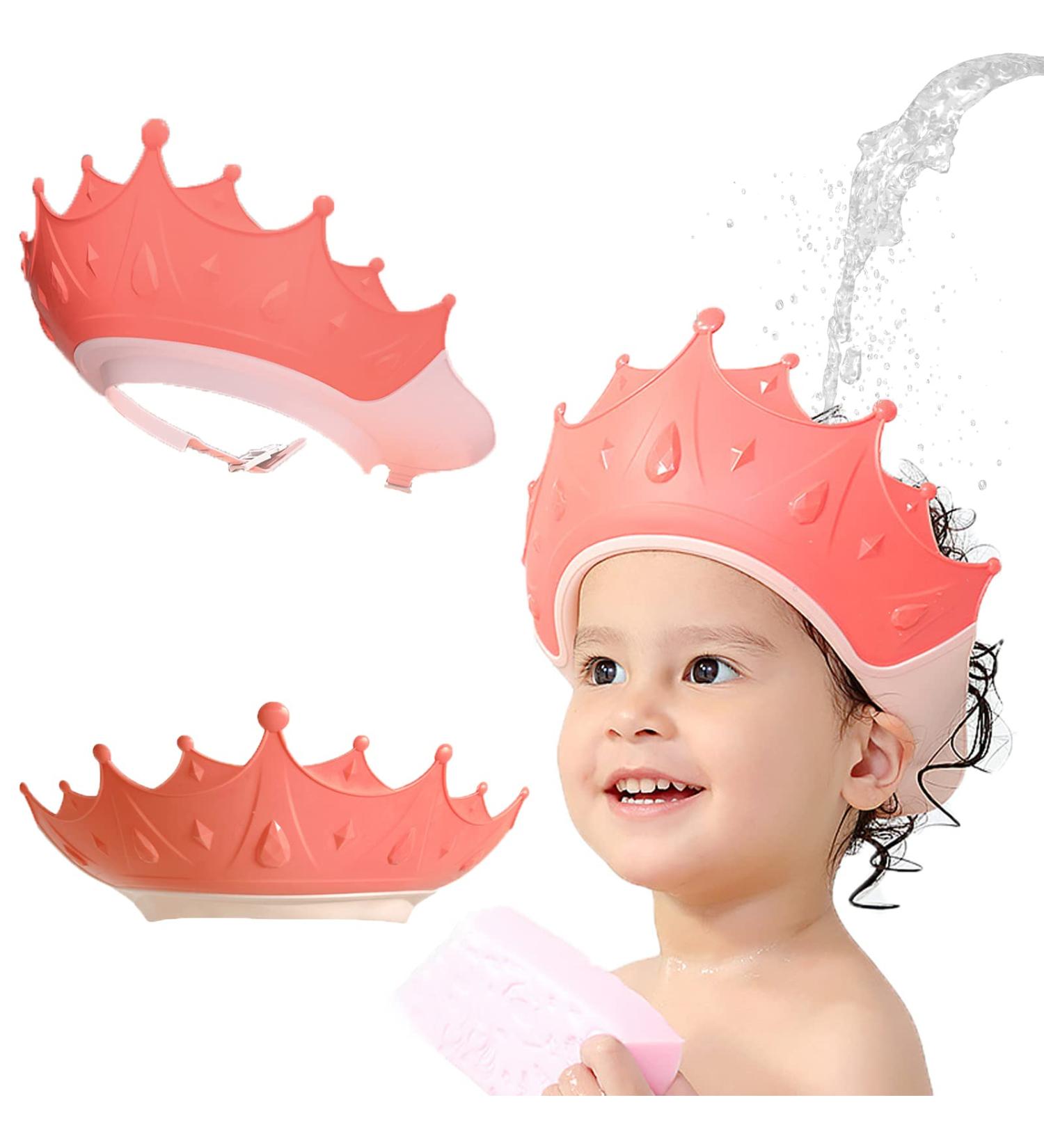 KAMHBE Kids Shower Cap Shield - Adjustable Crown Hair Wash Visor for Eyes, Ears & Face (Red) - Buy Online on GoSupps.com