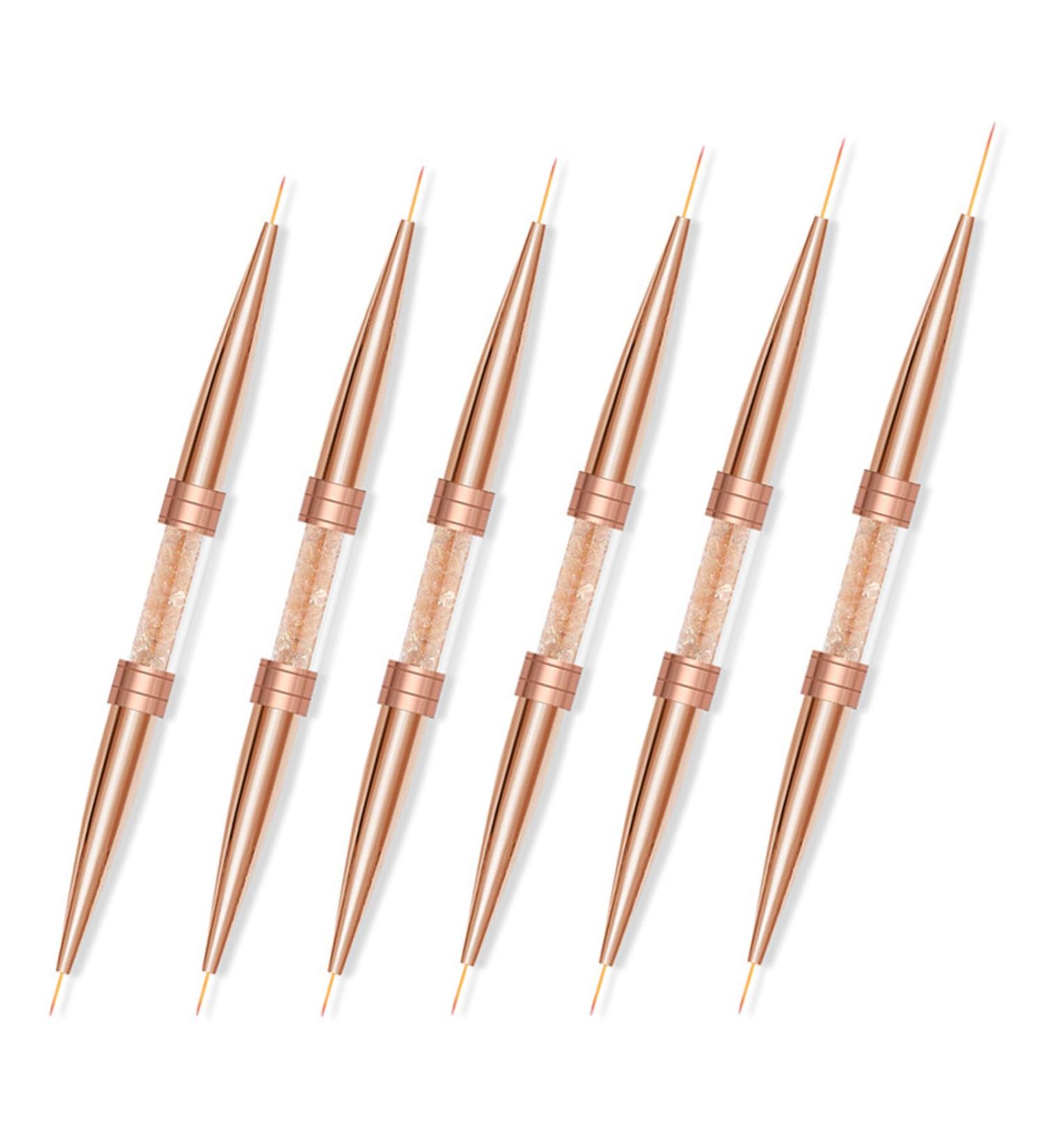 6pcs Professional Nails Art Brushes Set Double Ended Nail Striping Brush Thin Brushes For Gel Polish Pen Dotting Tool Drawing Small Details - Buy Online on GoSupps.com