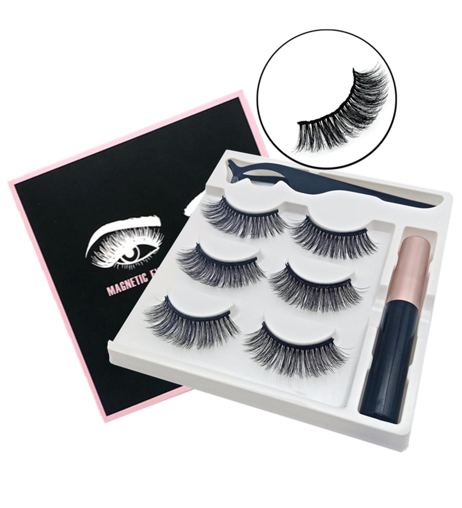 Magnetic Eyelashes And Eyeliner Kit 3 Pairs Reusable Magnetic Lashes With Eyeliner 3D Natural Look False Eyelashes Magnetic Eyelashes Natural Looking Lashes - Buy Online on GoSupps.com