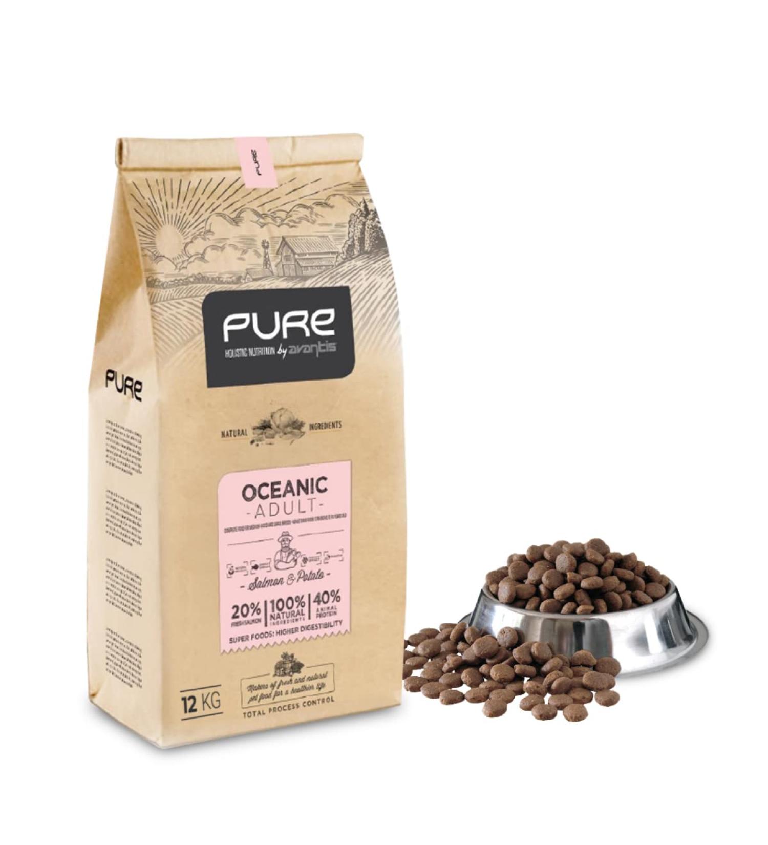 Avantis Pet Pure Oceanic Adult - Food for Adult Dogs of All Breeds with Sensitive Stomachs - 12 kg - Dry Food for Dogs with Digestive Disorders - Highly Digestible with Salmon - Buy Online on GoSupps.com