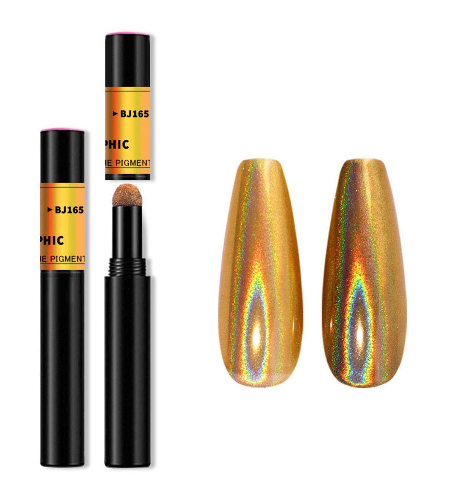 Chrome Nail Powder Pen - Mirror Effect Glitter Nail Art Pen for Nails & Eyeshadow - BJ165 - Buy Online on GoSupps.com