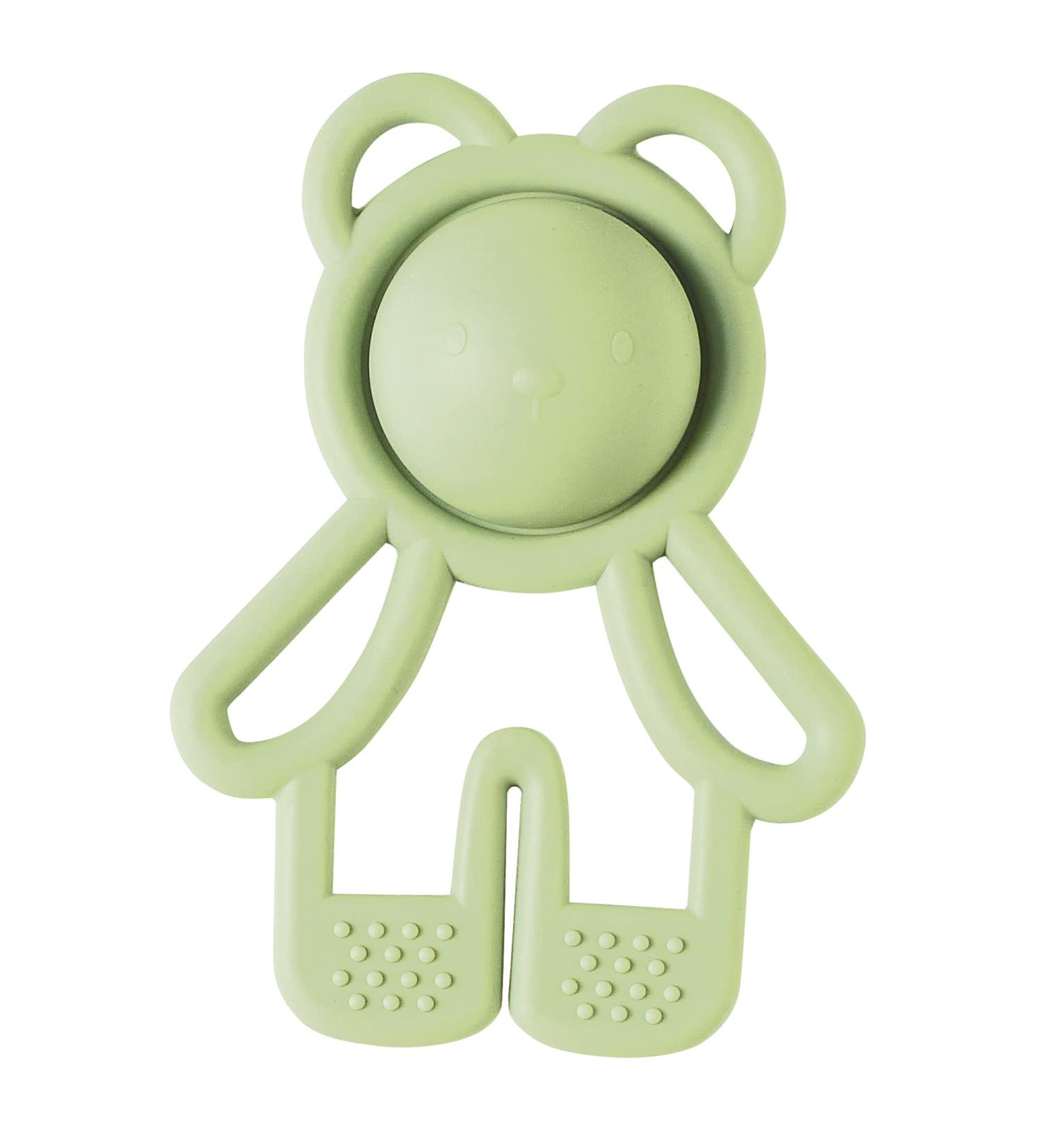 Nattou silicone teething ring "Pop-it" small bear as a grasping toy and teething toy BPA-free approx. 11 cm silicone green
