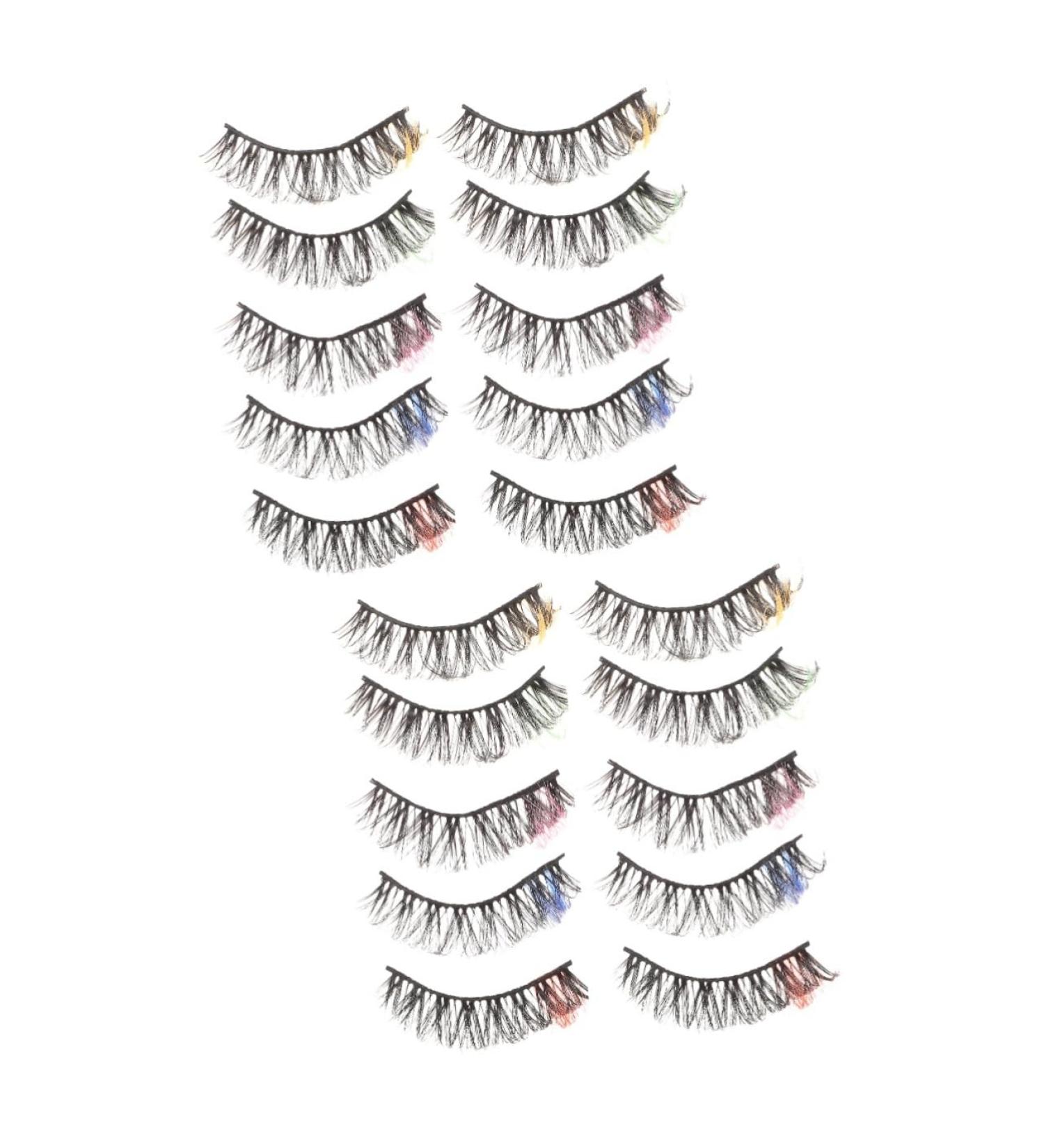 minkissy 20 Pairs Color Five Pairs of Eyelashes Fluffy Colored False Eyelashes Cosplay Lashes Half Colored Eyelashes Fluffy Eye Lashes Glitter Lashes Cat Halloween Set Imitation - Buy Online on GoSupps.com