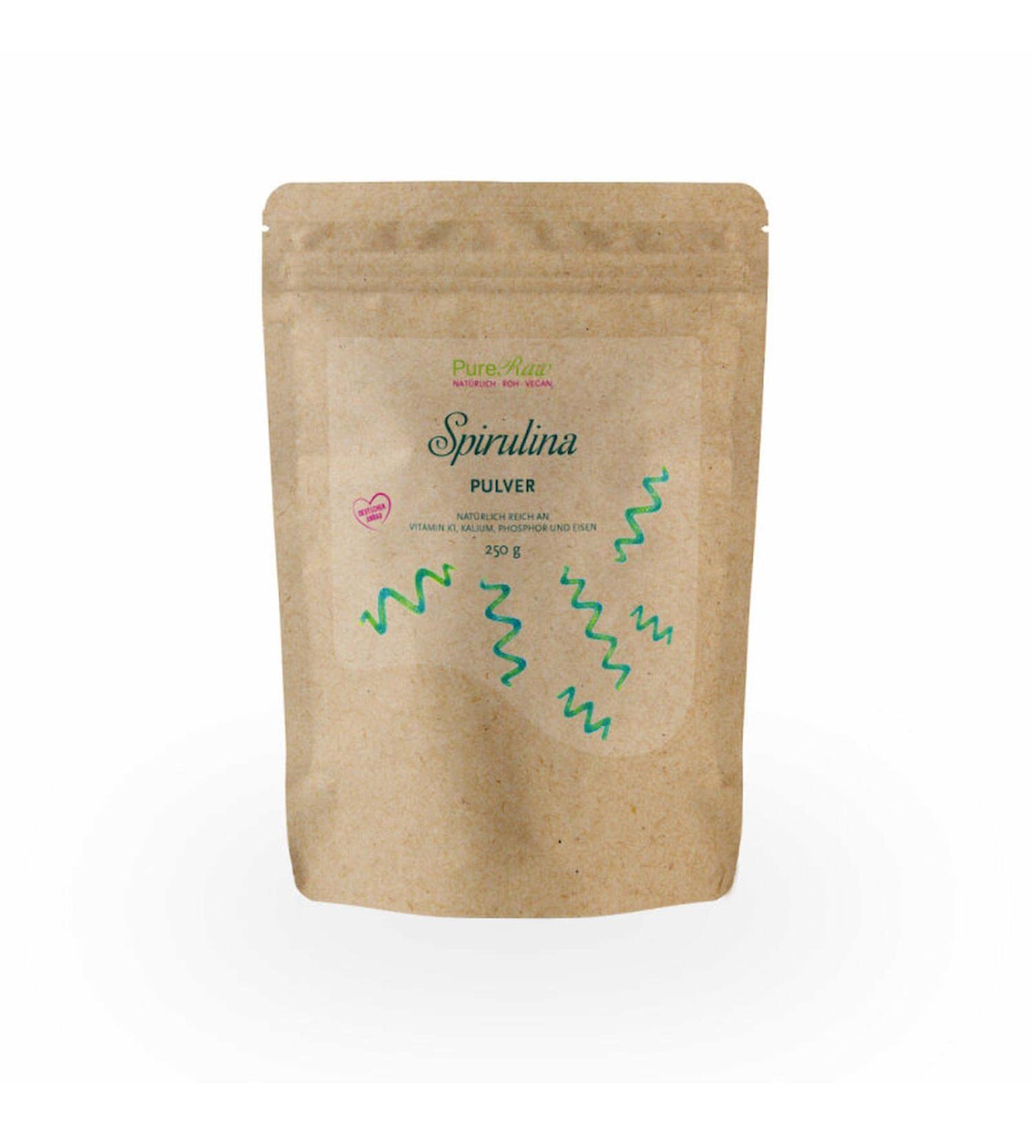 Premium Raw Vegan Spirulina Powder 250g - German Algae Superfood for Smoothies & Health | Pureeraw - Buy Online on GoSupps.com