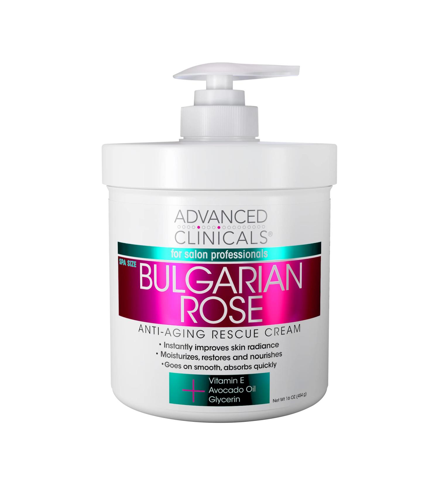 Advanced Clinicals Anti-Aging Rescue Cream with Bulgarian Rose - 16 oz | Hydrate & Revitalize Skin - Buy Online on GoSupps.com