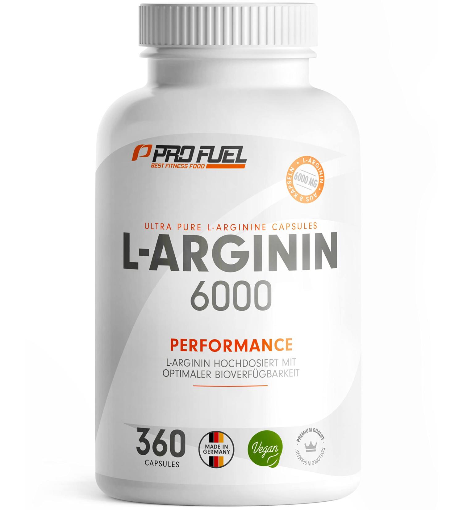 Vegan L-Arginine 360 Capsules - 6000 mg Pure Fermented L-Arginine No Additives Lab Tested - Buy Online on GoSupps.com