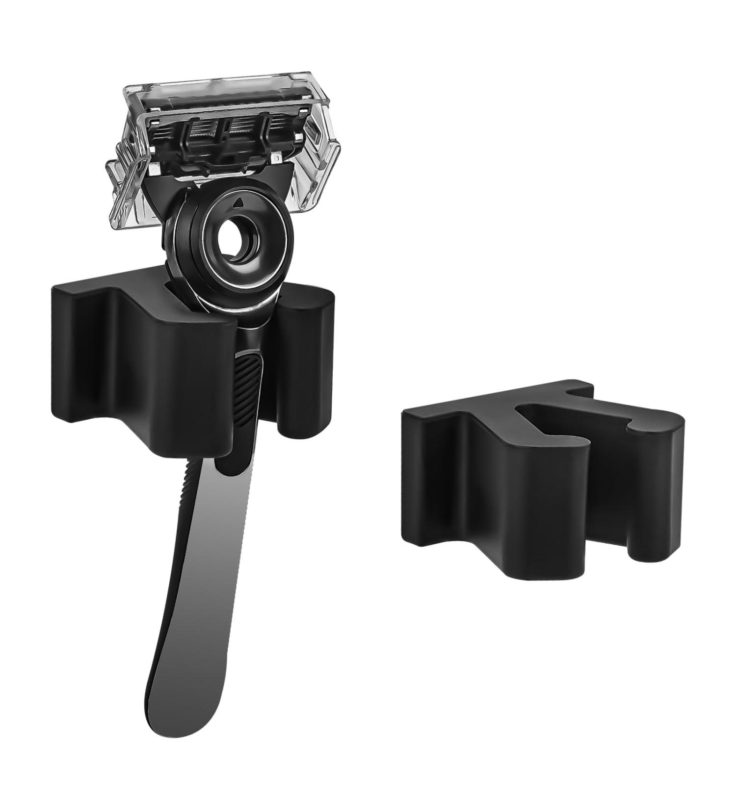 Linkidea Wall-Mounted Razor Holder - 2 Packs Self-Adhesive Bathroom Storage for Men - Practical Shaving Stand in Black - Buy Online on GoSupps.com