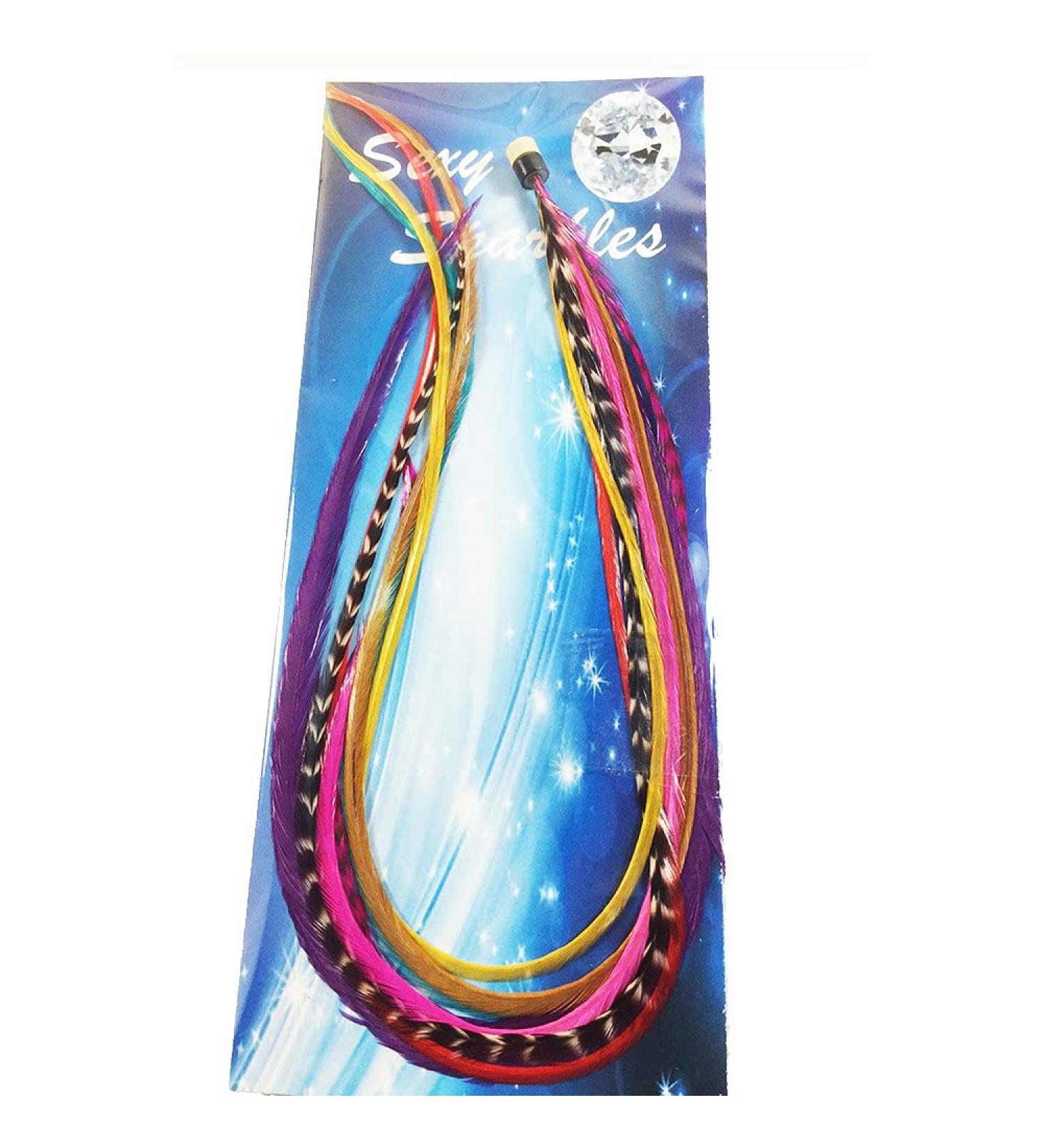 Rainbow Feather Hair Extension 8 Feathers bonded together at the tip