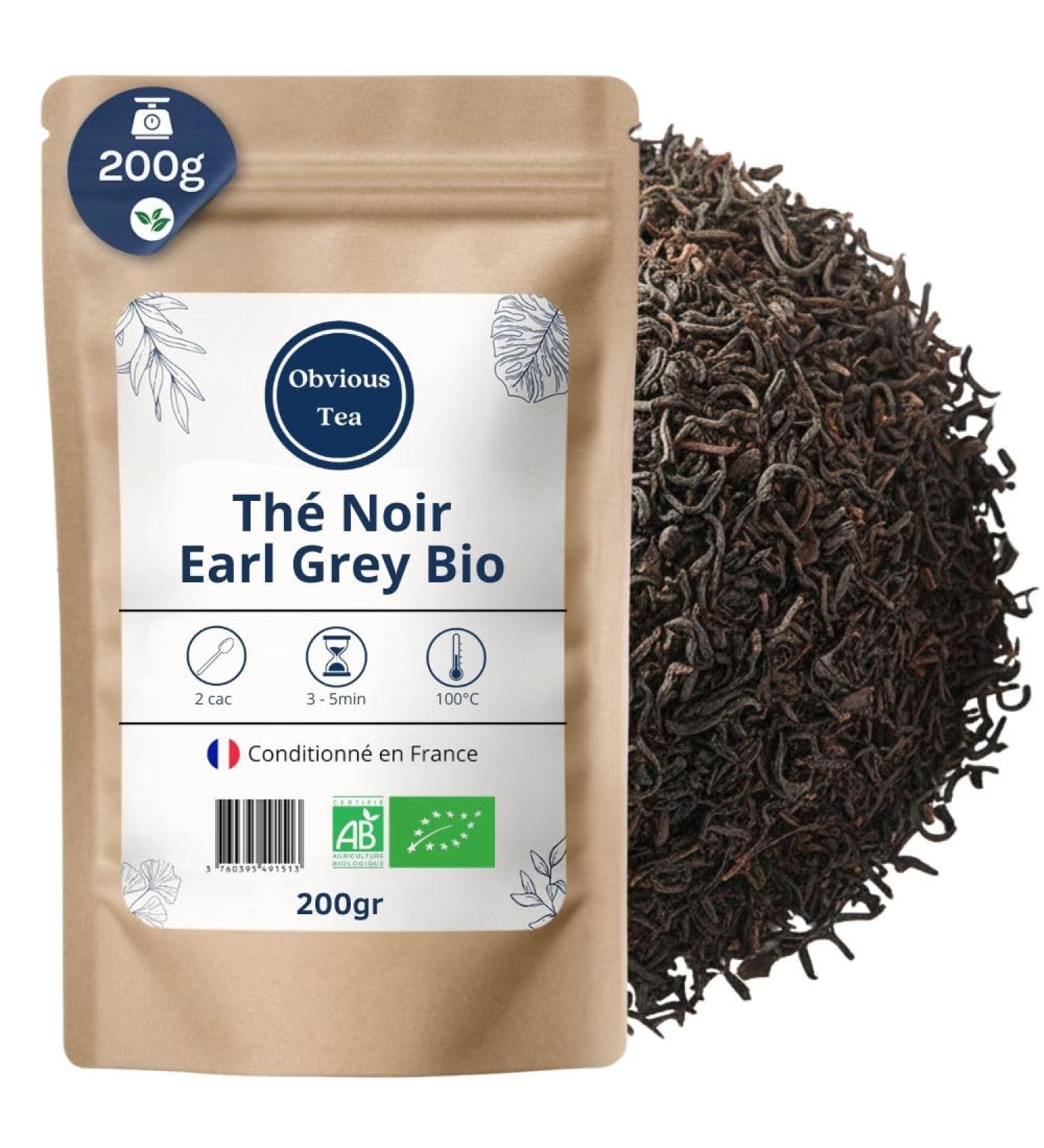 Th Noir Earl Grey Bio - Th Vegan en Vrac 100% Naturel Sans OGM - Agriculture Biologique - Conditionn en France - Sachet 200 gr (100 Tasses) 200gr (100 tasses) - Buy Online on GoSupps.com