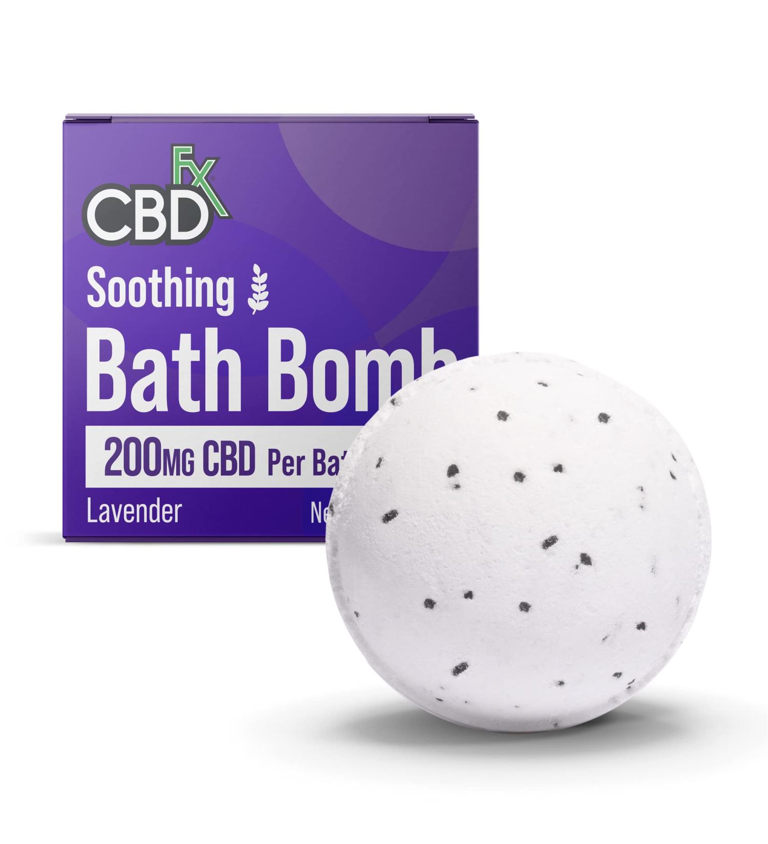 CBDfx Bombe de bain apaisante haute r sistance CBD 200 mg avec huile de lavande et sel noir hawa en v g talien sans cruaut envers les animaux bombe de bain simple - Buy Online on GoSupps.com