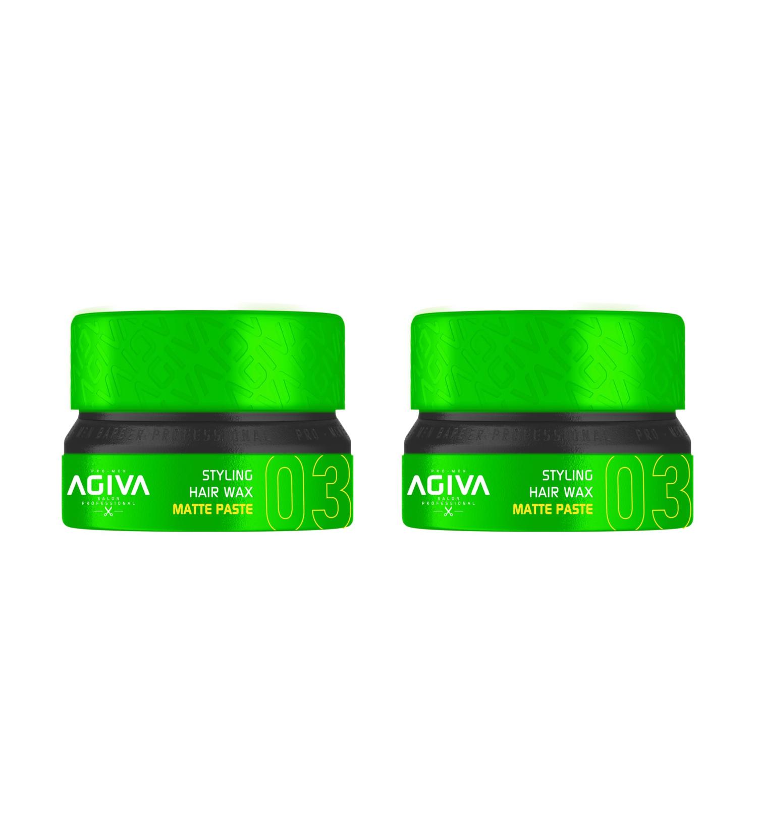 Agiva wax cire Cheveux mate Paste 155ml Effet Naturel - Effet Opaque- Cire P te Coiffante Mate155 ml Cire Cheveux Maximum Contr le - Lot de 2 bo te 155ml