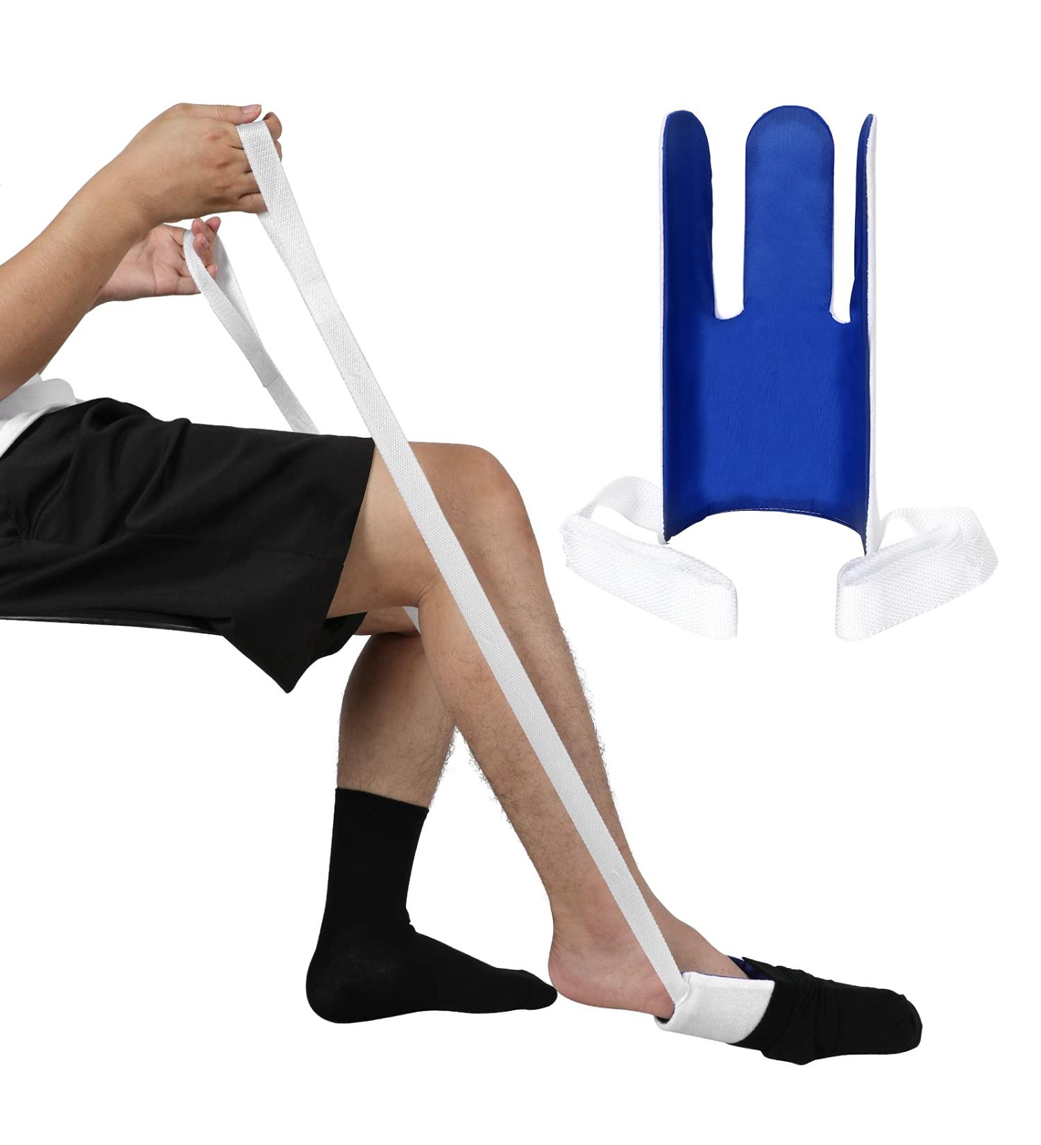 Antdvao Sock Aid Kit- Easy to Put on Take Off Socks Support Stocking Aid Light and Easy to Wear Shoe Horn with Hooks Suitable for Independent Living Aids Help Put on Shoes/Socks/Shirts (Blue) - Buy Online on GoSupps.com