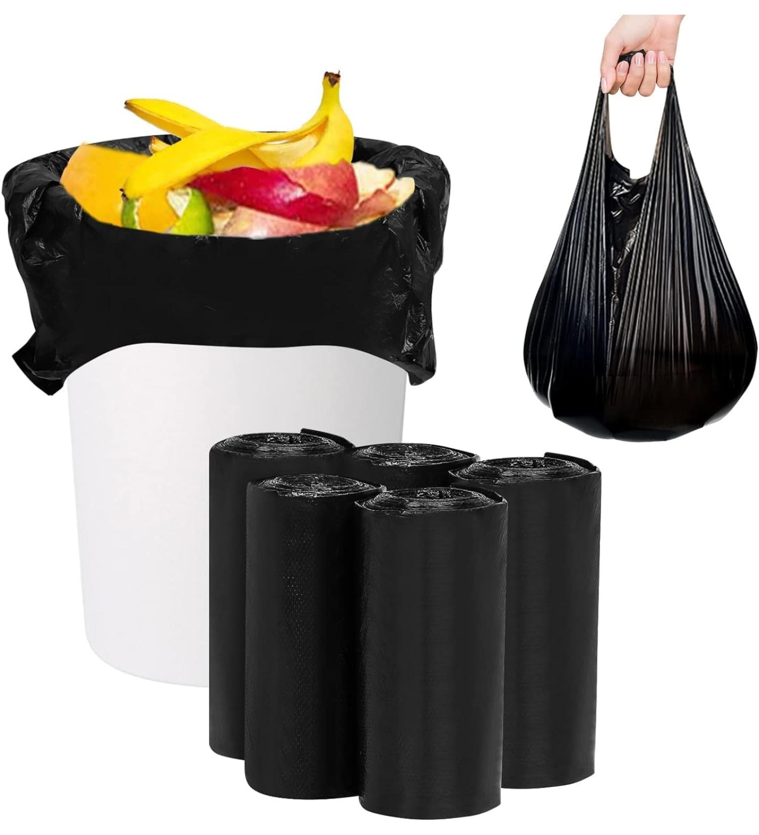 Trash Bags Garbage Bag 100 Bags Plastic Kitchen Barbage Bags Strong Tough Durable Kitchen Bin Bags for Bathroom Kitchen Bedroom Office (5rolls x 20bags) Black - Buy Online on GoSupps.com