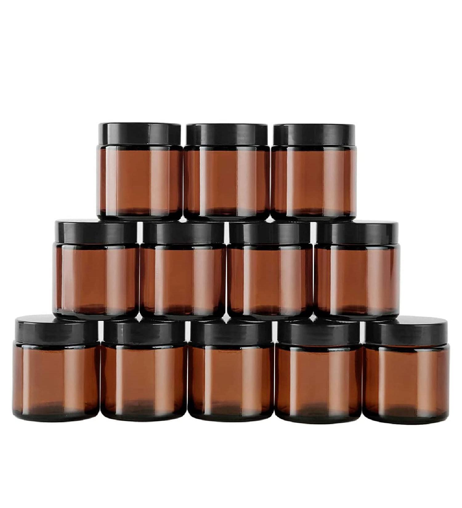 PANENDIANO 12-Piece Amber Glass Containers - 100ml for Lotion Cream Mini Candles & Cosmetics | Premium Quality for International Shipping - Buy Online on GoSupps.com