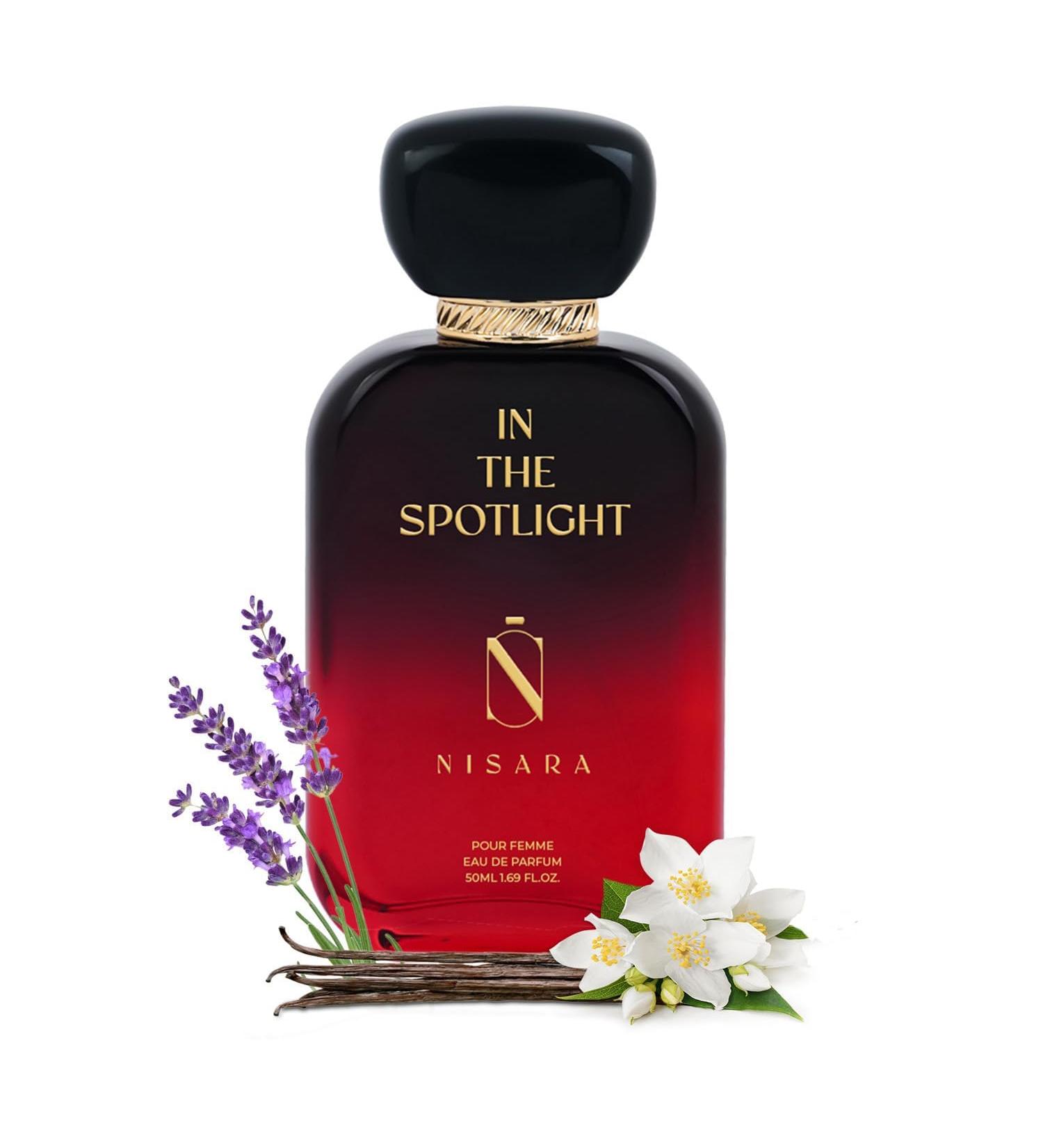 Nisara_In the Spotlight Perfume For Women 50ml | Girl Long Lasting Eau De Parfum|EDP Scent Spray | White Floral |With Vanilla Musk & Mandarin Pear Lavender notes - Buy Online on GoSupps.com