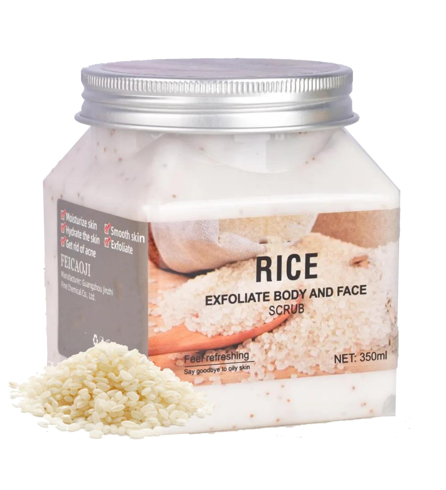 Body Exfoliator - Rice Face Scrub Exfoliator - Body Scrub - Deep Cleansing - Even Skin Tone - Long Lasting Moisturizing - Fade Skin Fine Lines - Easy to Absorb Rice Fragrance - Skin Care Gift - Buy Online on GoSupps.com