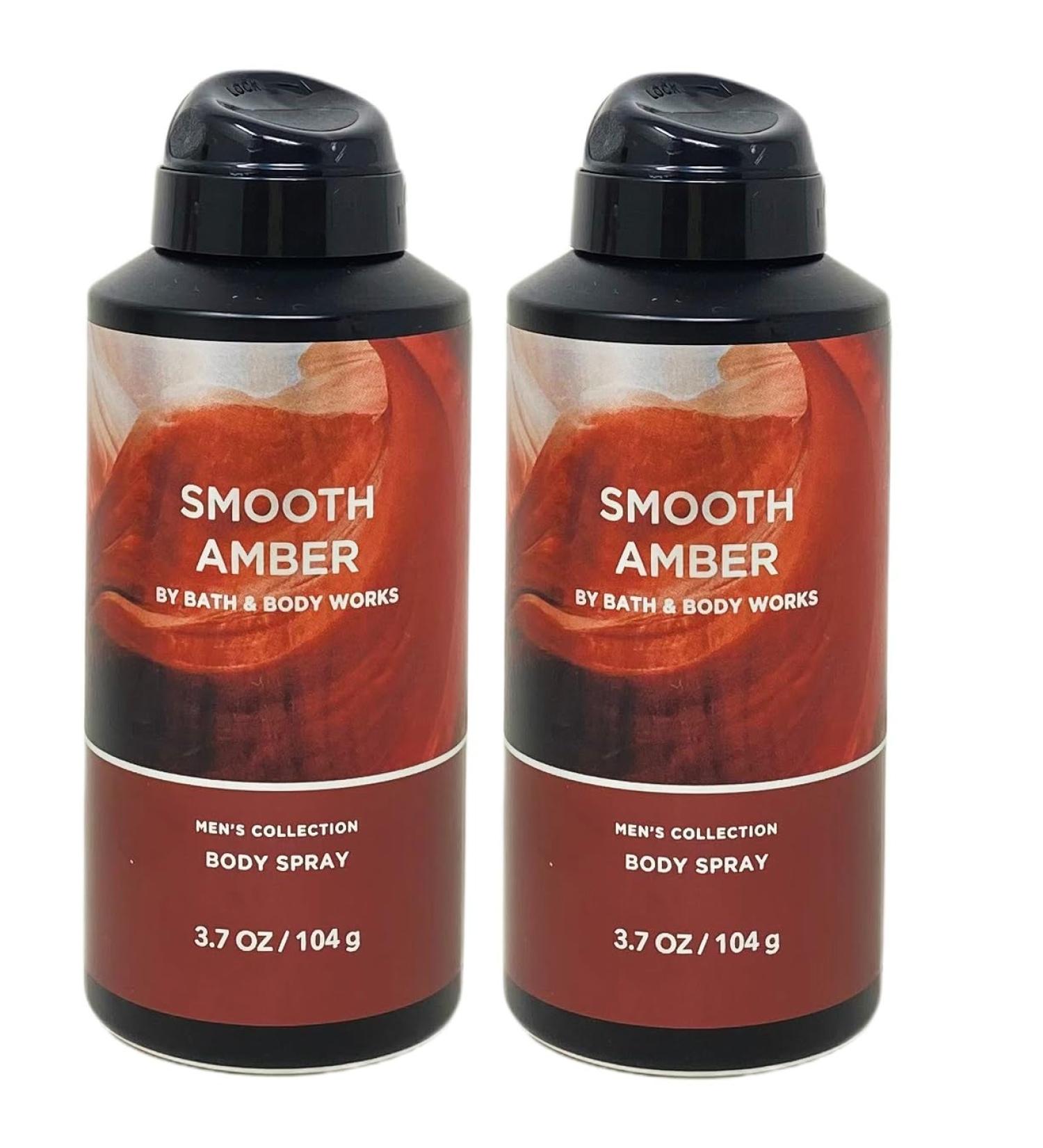 Bath and Body Work Men's Collection Smooth Amber - Pack of Two - Body Spray