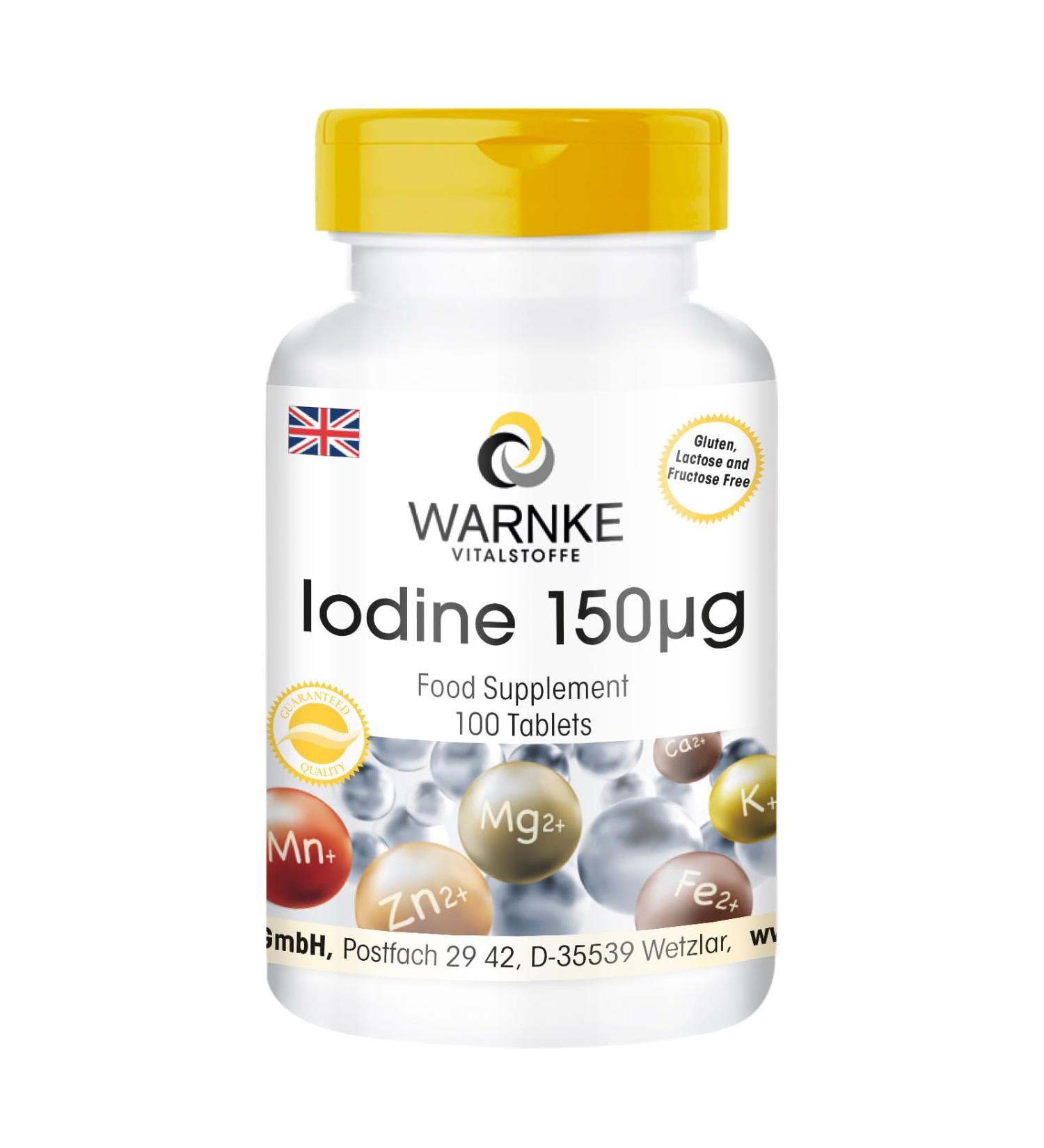 Iodine Tablets 150mcg - Vegan - 100 Tablets | Warnke Vitalstoffe - Buy Online on GoSupps.com