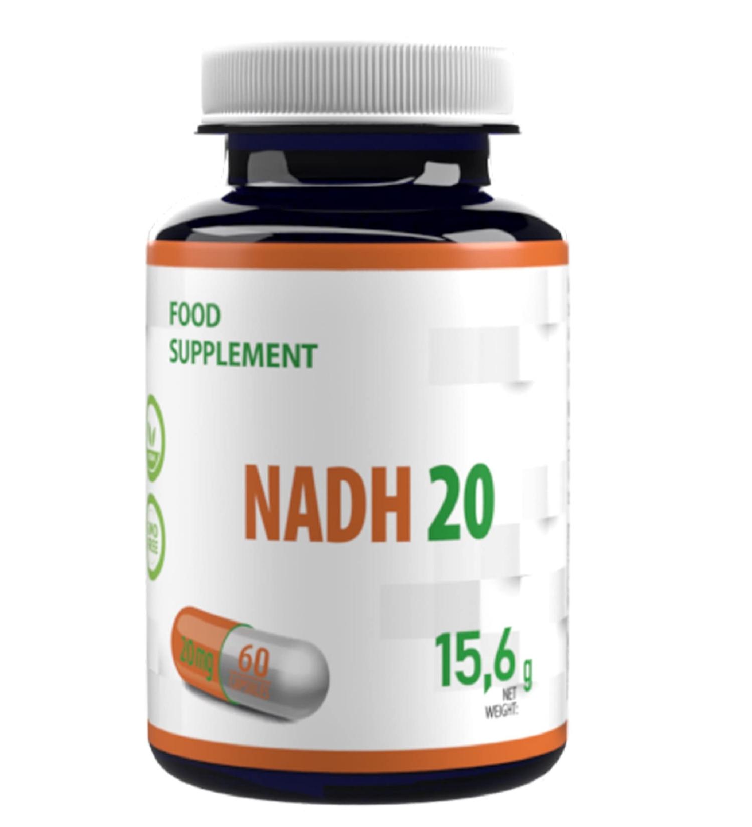 NADH 20mg 60 Vegetable Capsules Tested by a Third Party Laboratory Gluten Free and GMO Free - Buy Online on GoSupps.com