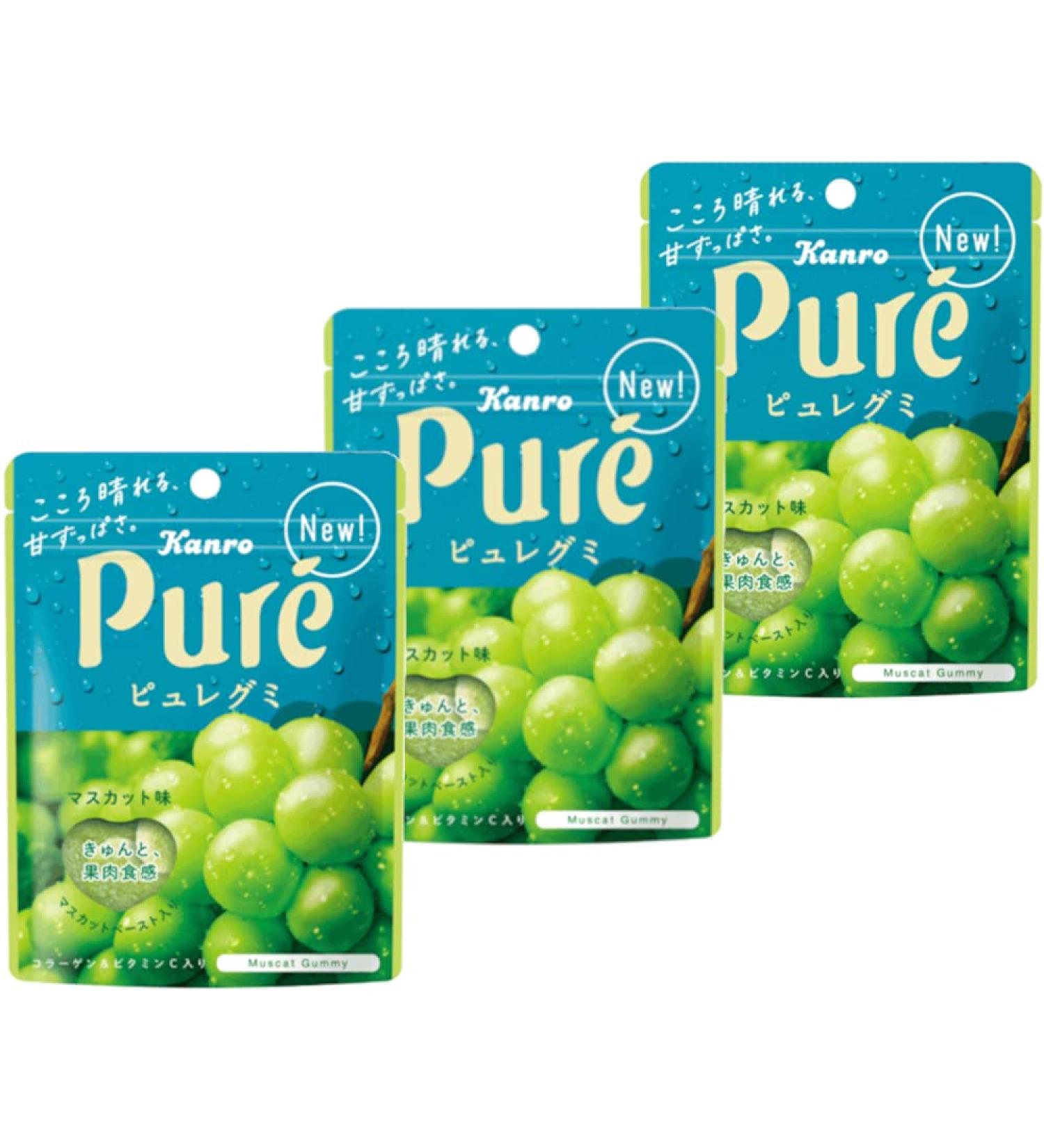 Kanro Pure Gummy Muscat Flavor 3pcs Japanese Gummy Candy