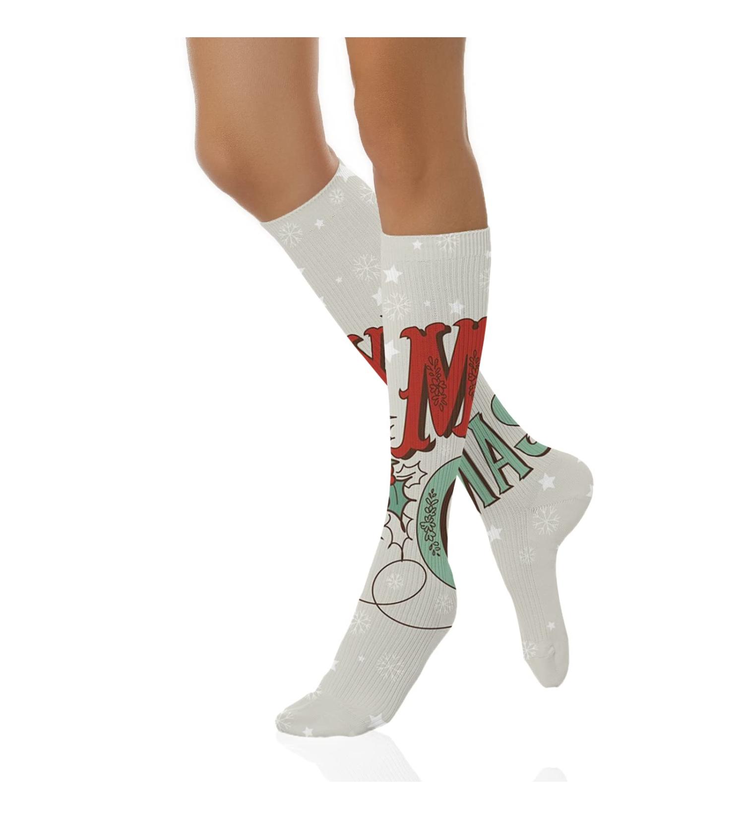 Fashion Compression Socks - Performance Polyester Athletic Crew Socks for Running - Green Eggshell_16 - Buy Online on GoSupps.com