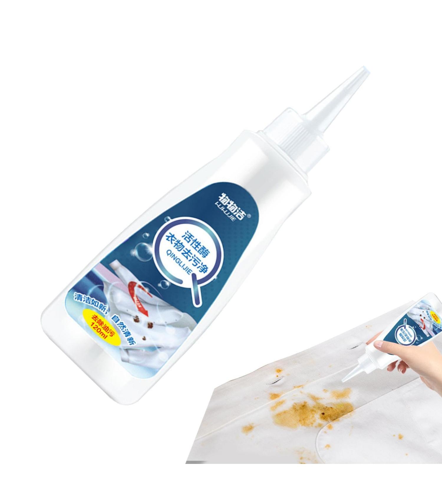 Cloth Stain Remover | 120ml Portable Yellow Stain Remover Stubborn Stain Cleaner White Shirt Fast Multifunctional All-Purpose Active Enzyme Foam Cleaner for Clothes - Buy Online on GoSupps.com