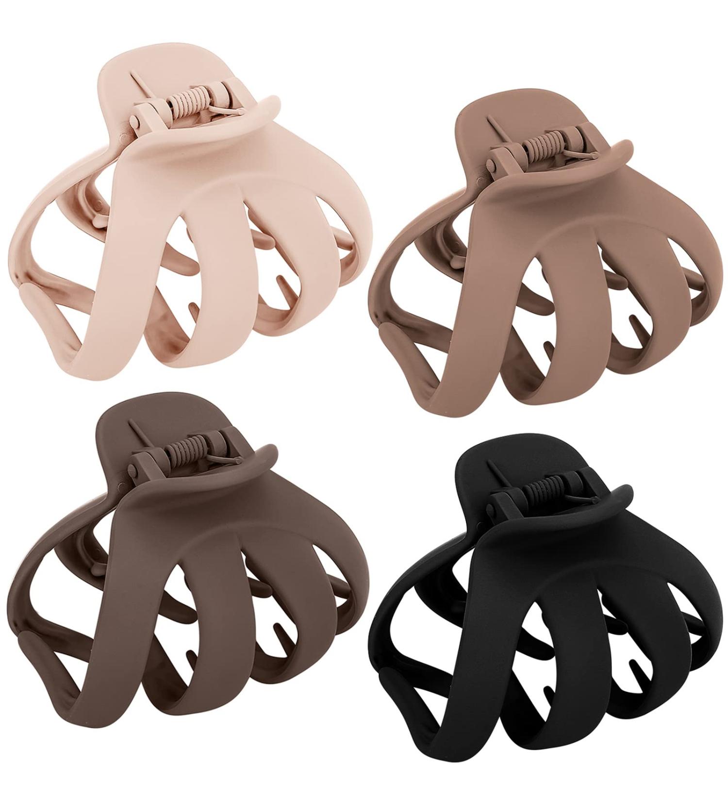 COCIDE 4PCS Hair Claw Clips | Acrylic Large Octopus Clip for Women | Non-slip Spider Hair Claw for Girls | Strong Hold Grip | Thick Hair Accessories | Beach Daily Party | 3.15 inch Dark Beige - Buy Online on GoSupps.com