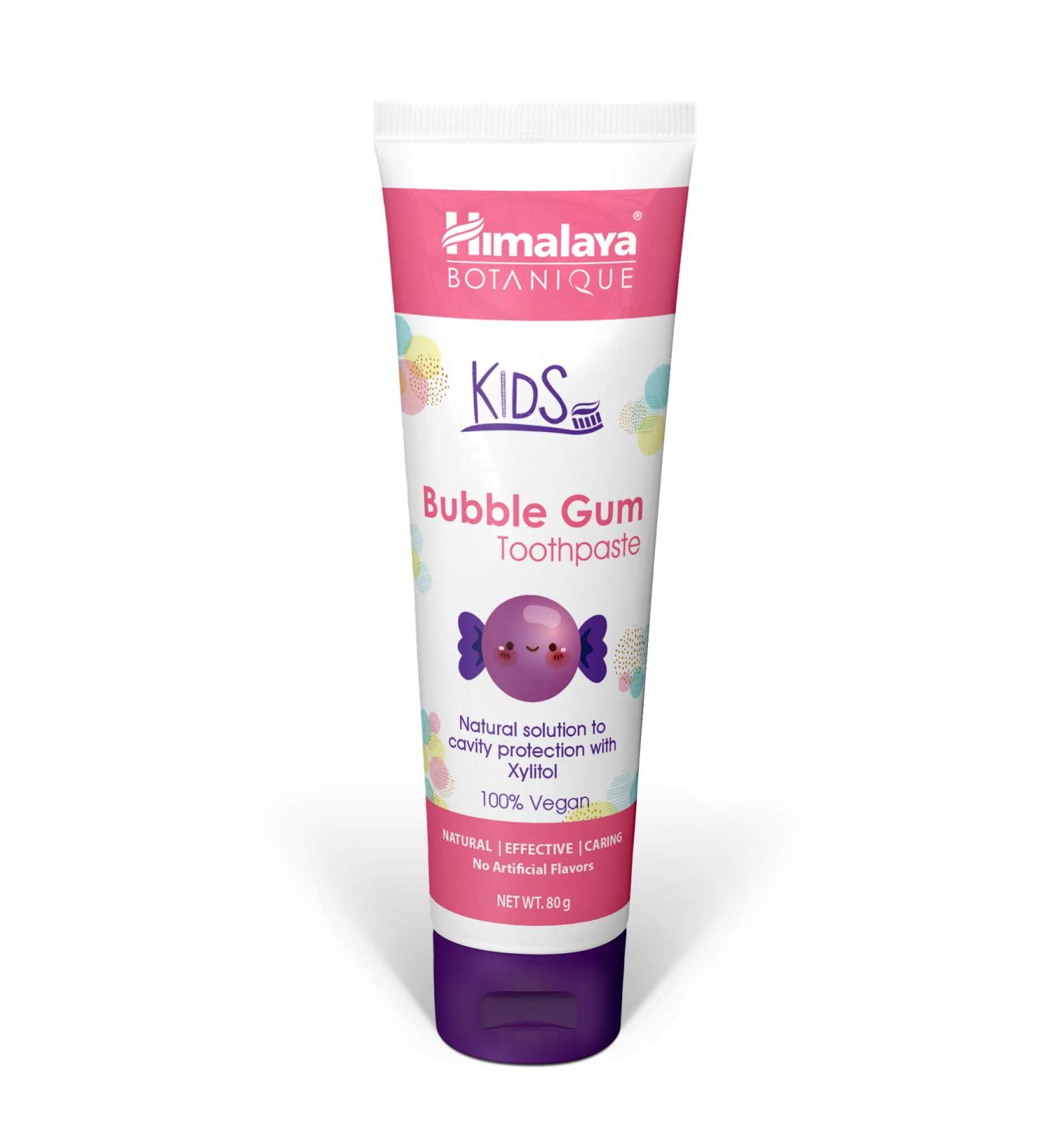 Himalaya Botanique Kids Toothpaste - Bubble Gum Flavor Fluoride Free Vegan & Gluten Free | Reduces Plaque & Strengthens Teeth | 80G - Buy Online on GoSupps.com